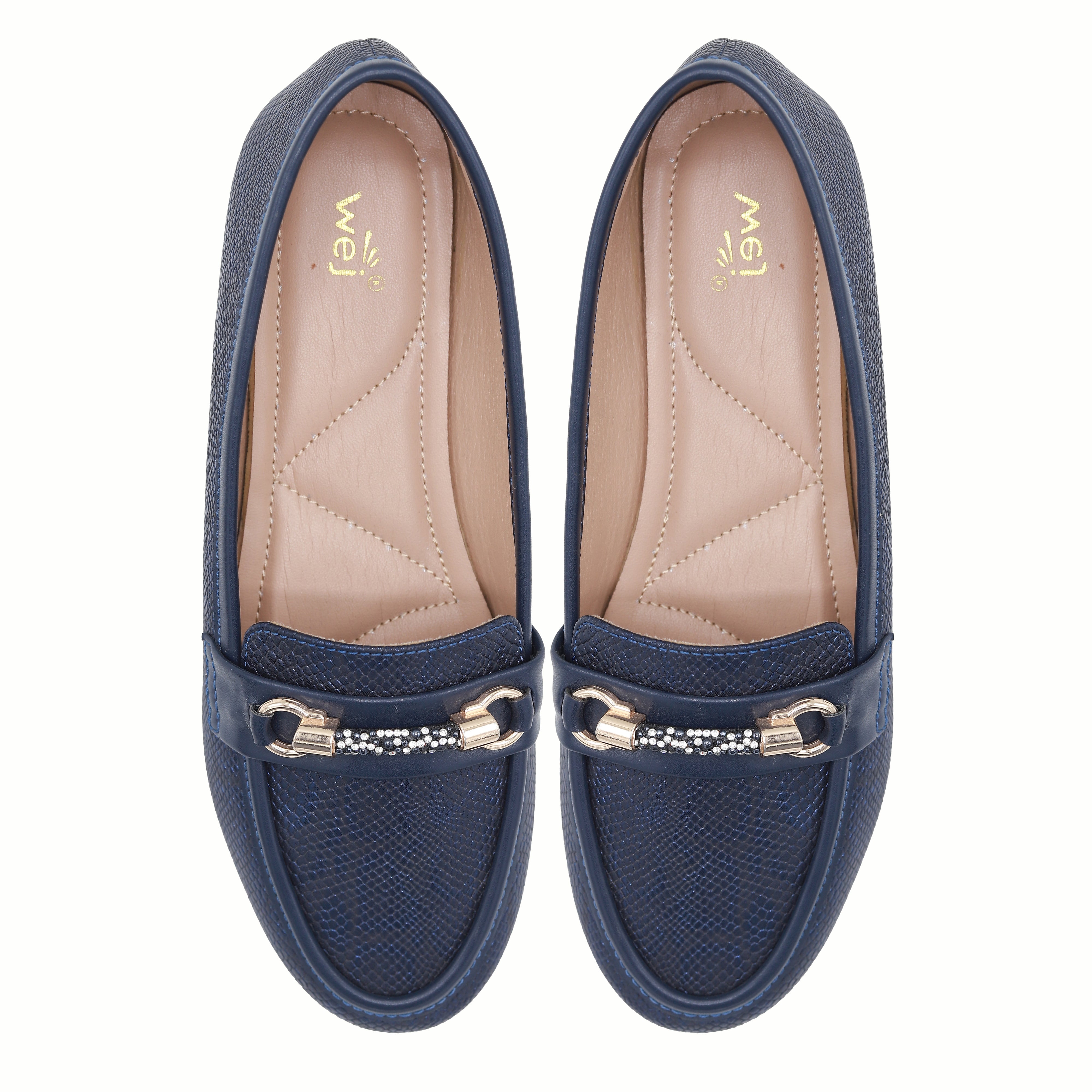 Navy Blue Metallic Loafer For Women 8004396