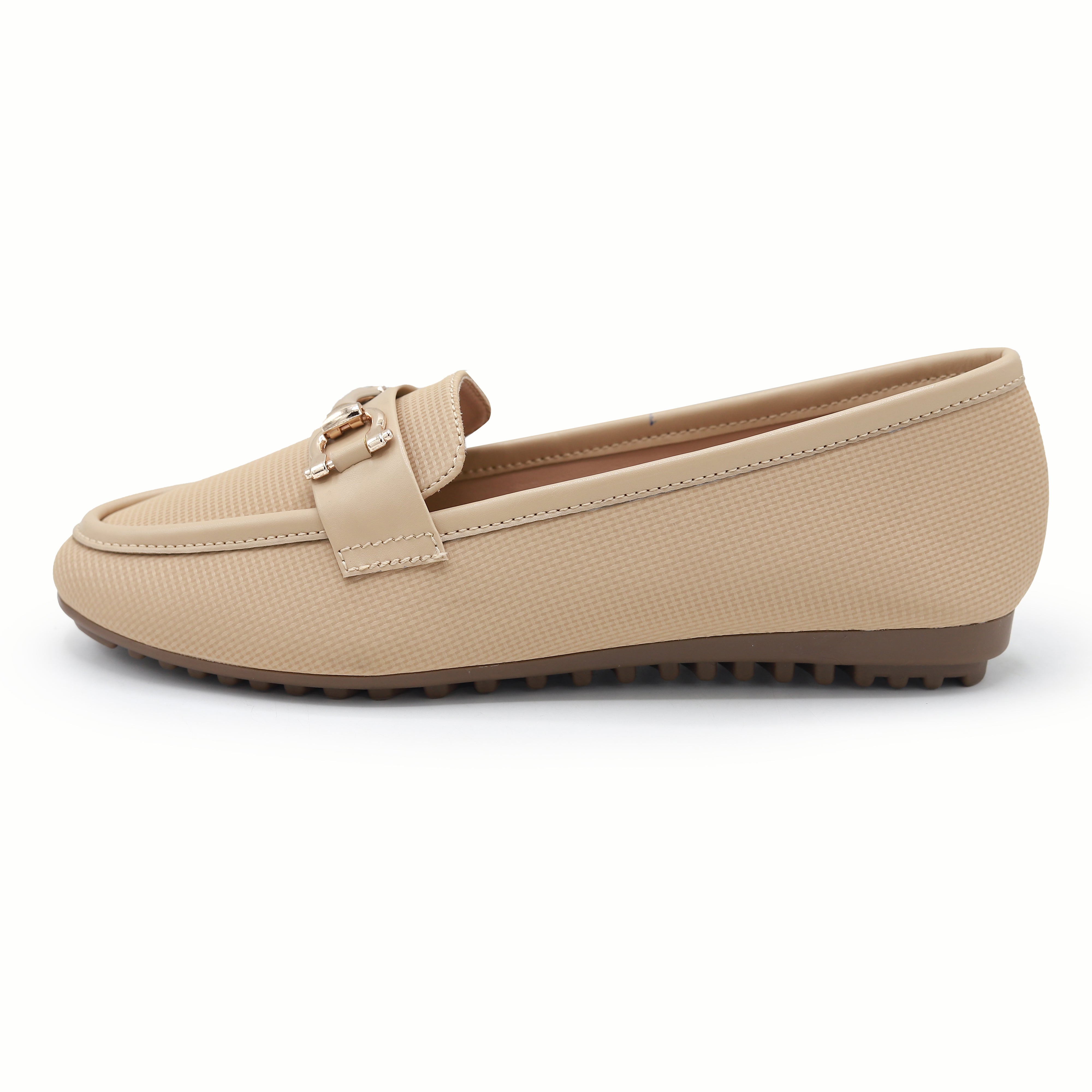 D Beige Textured Loafer For Women 8004404