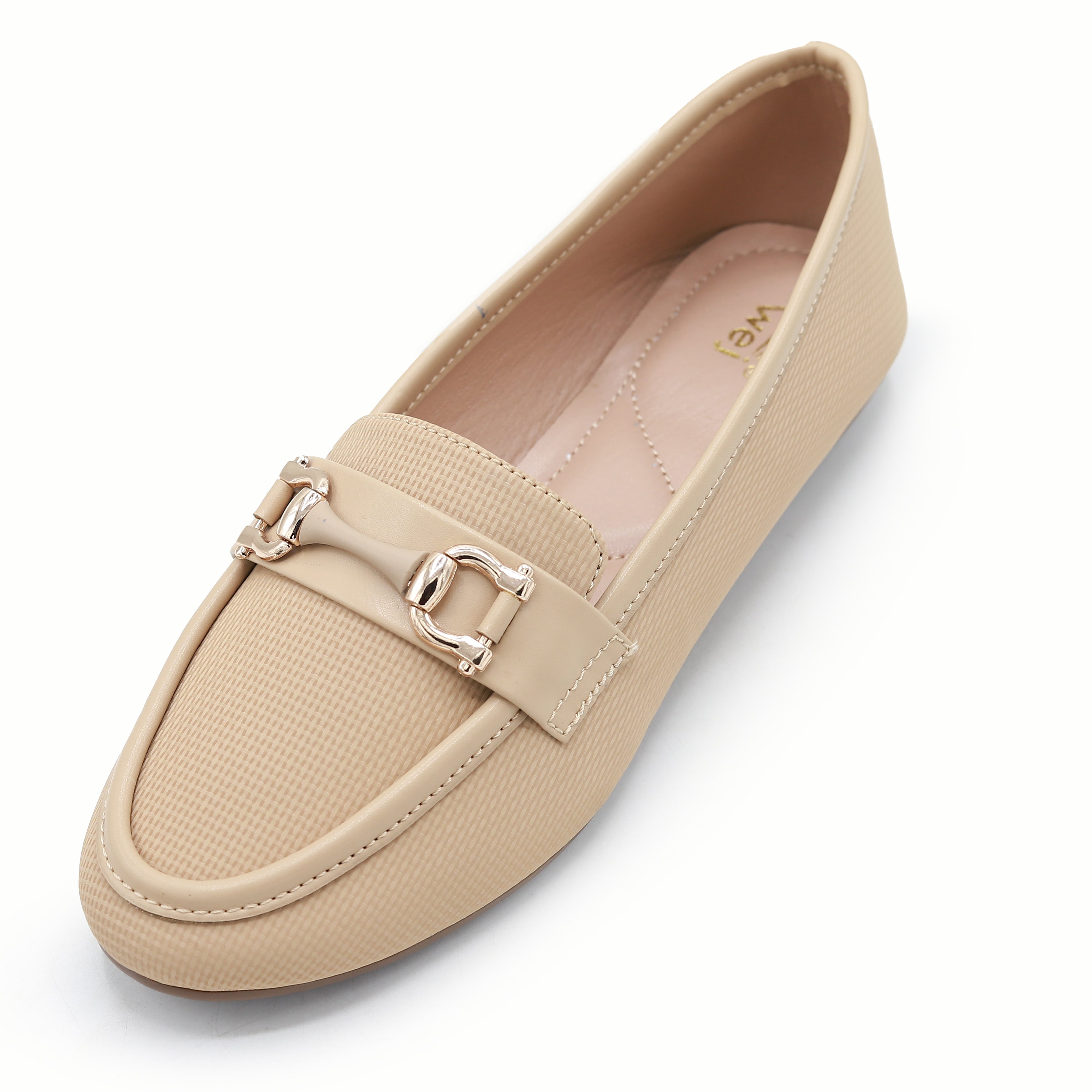 D Beige Textured Loafer For Women 8004404