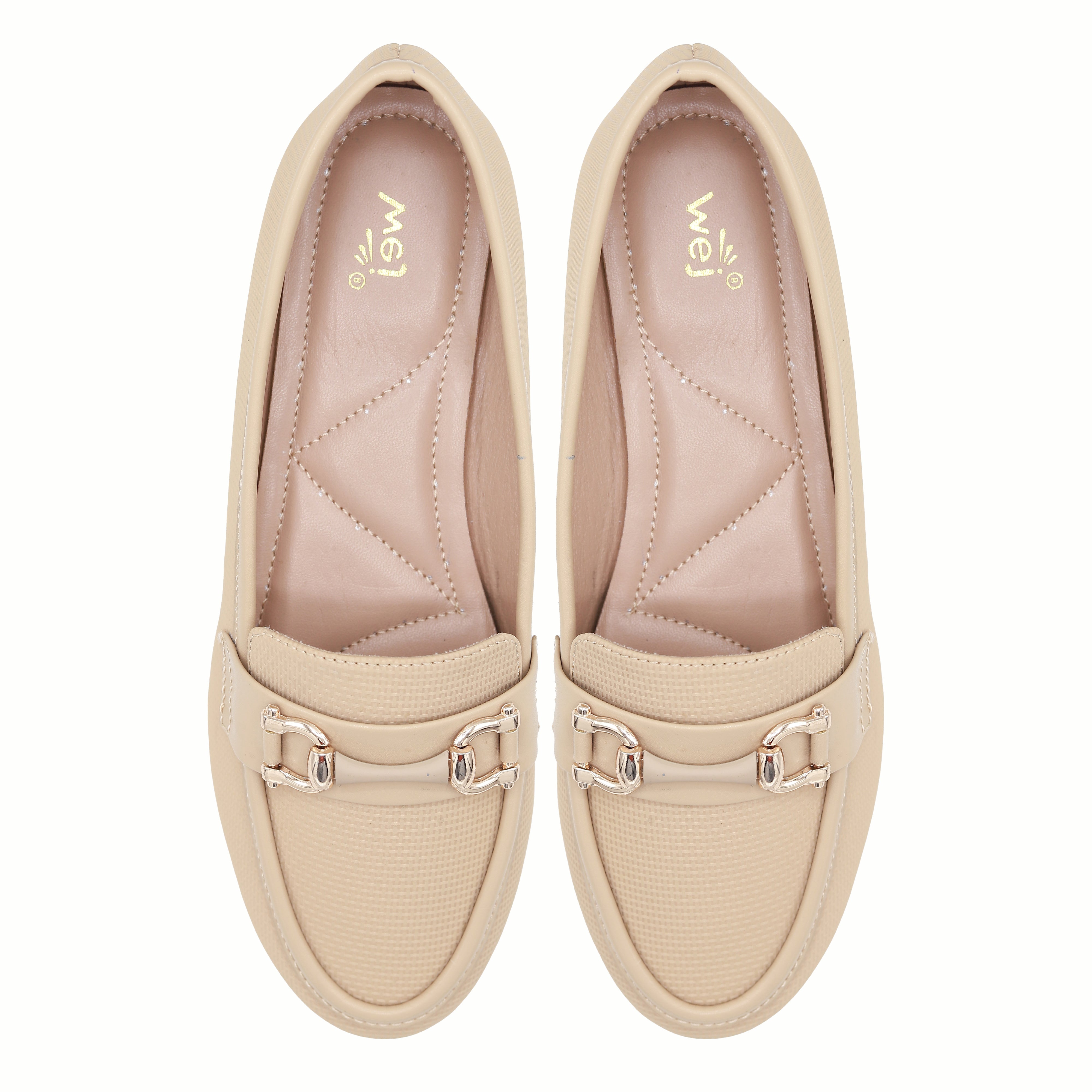 D Beige Textured Loafer For Women 8004404