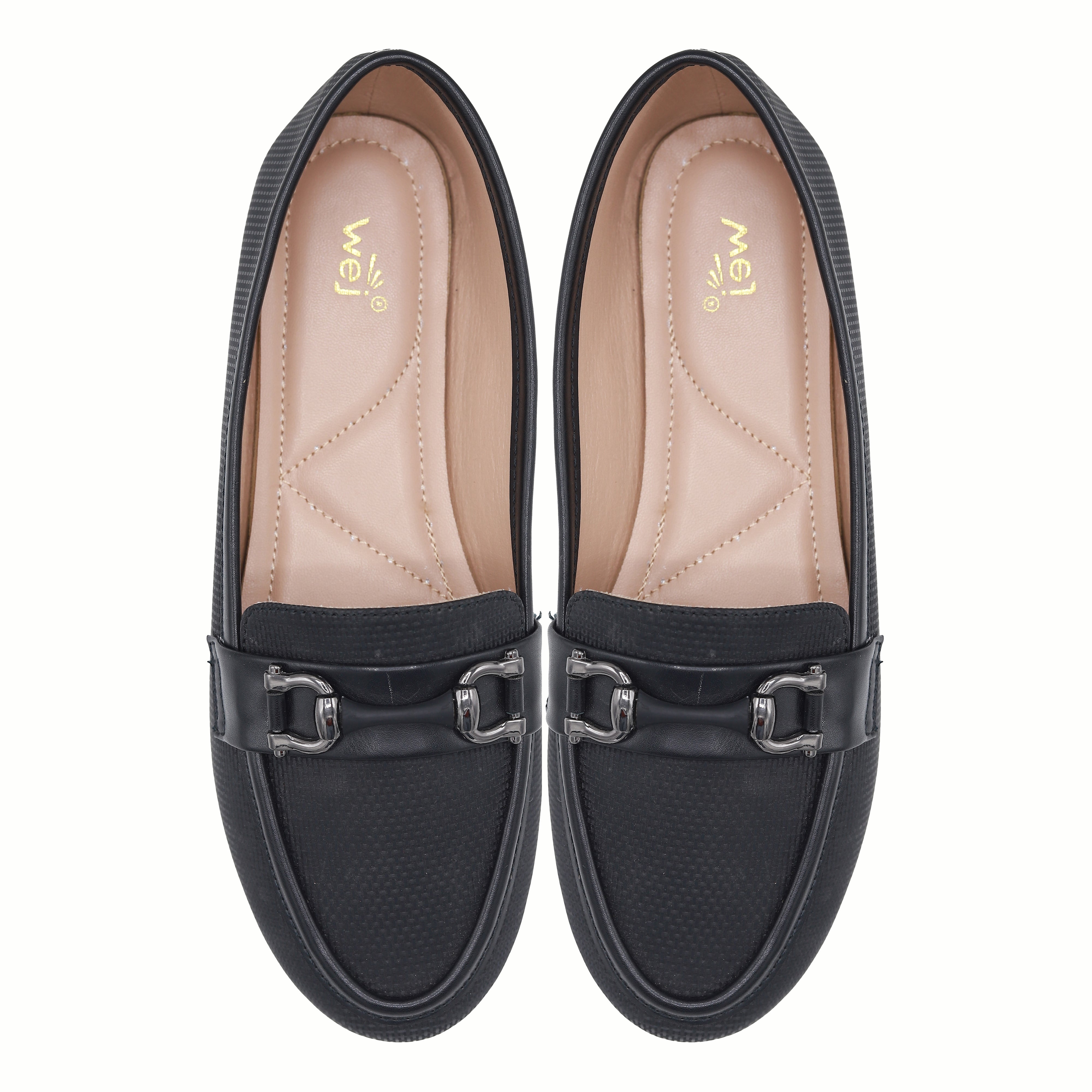 Black Textured Loafer For Women 8004404