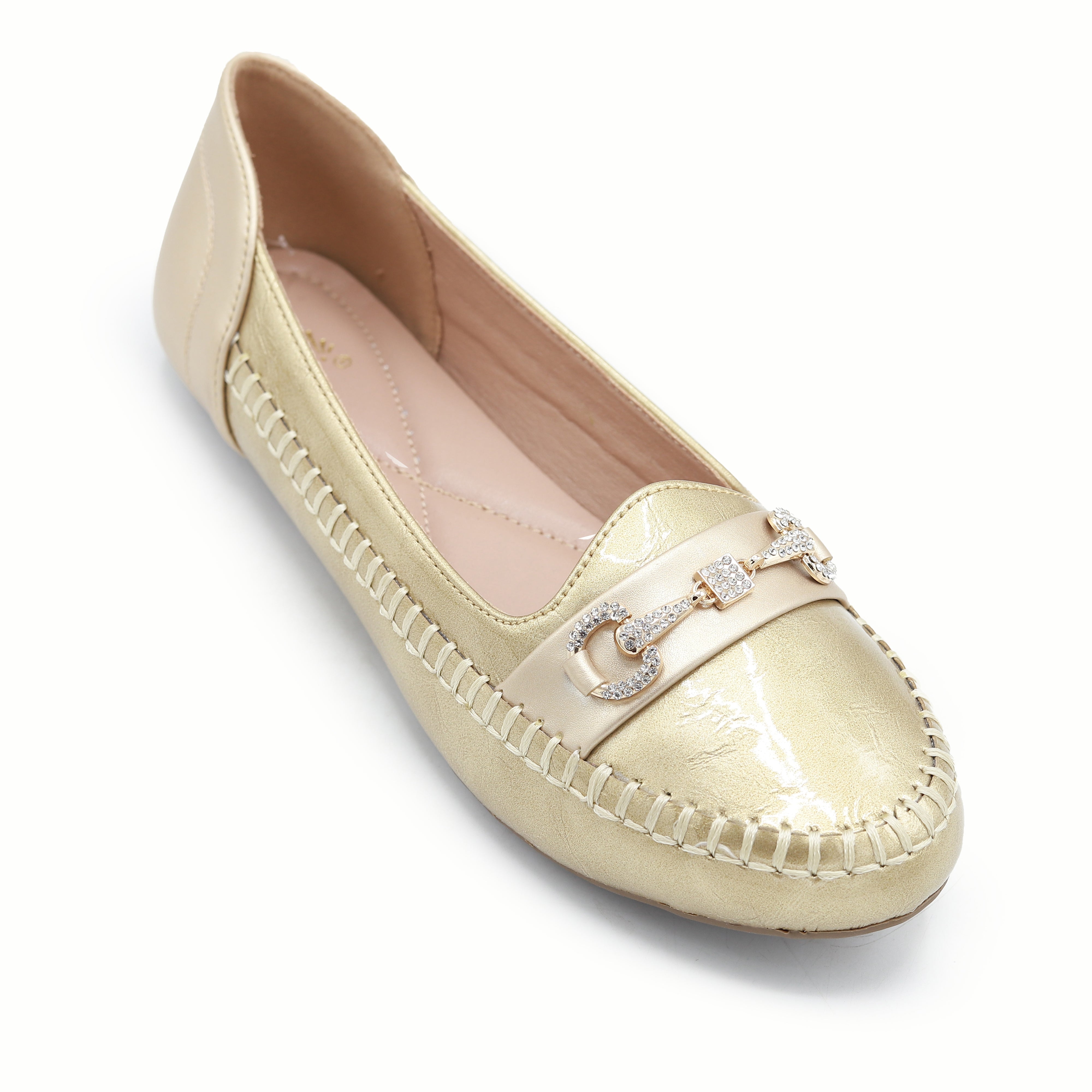 Gold Metallic Loafer For Women 8004376