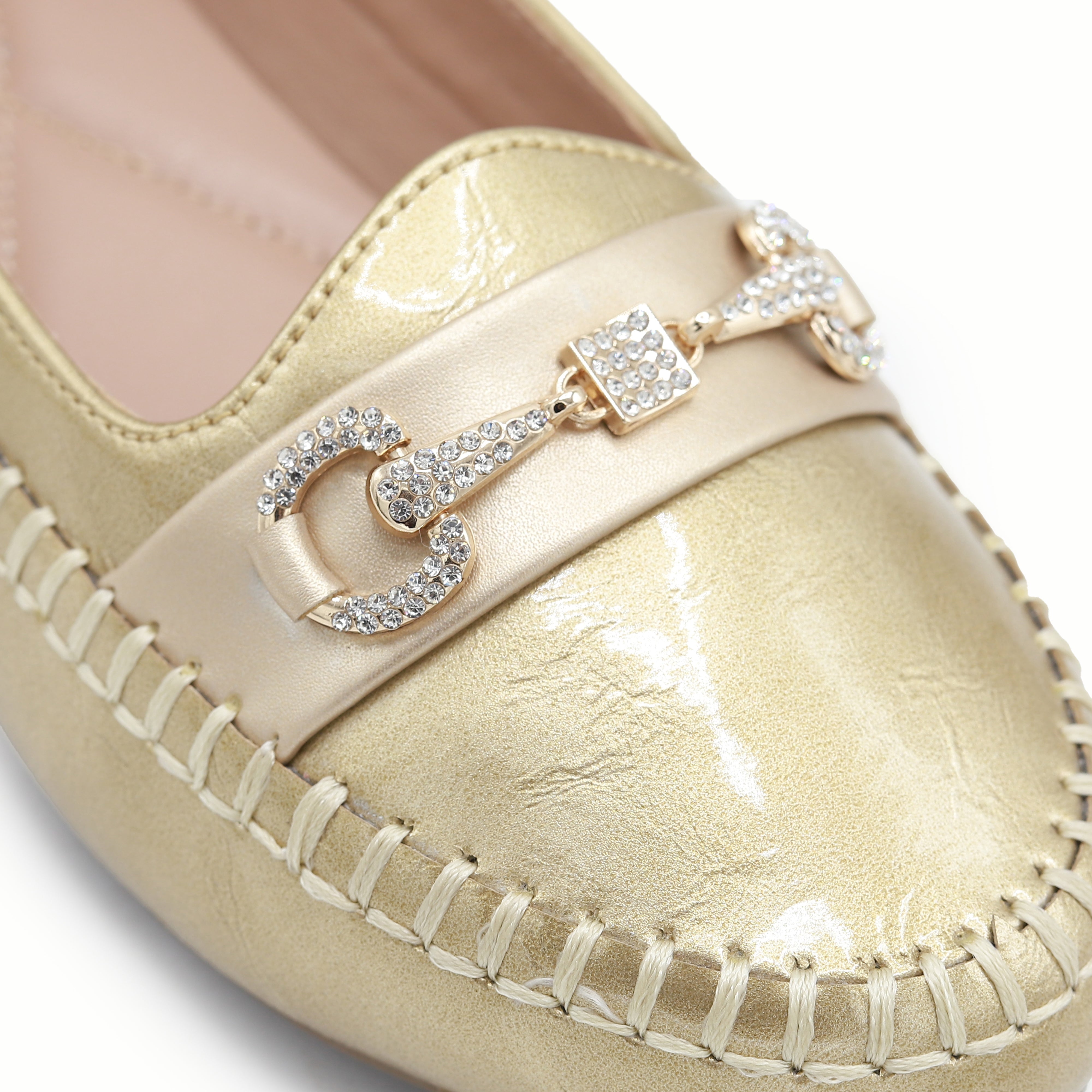 Gold Metallic Loafer For Women 8004376