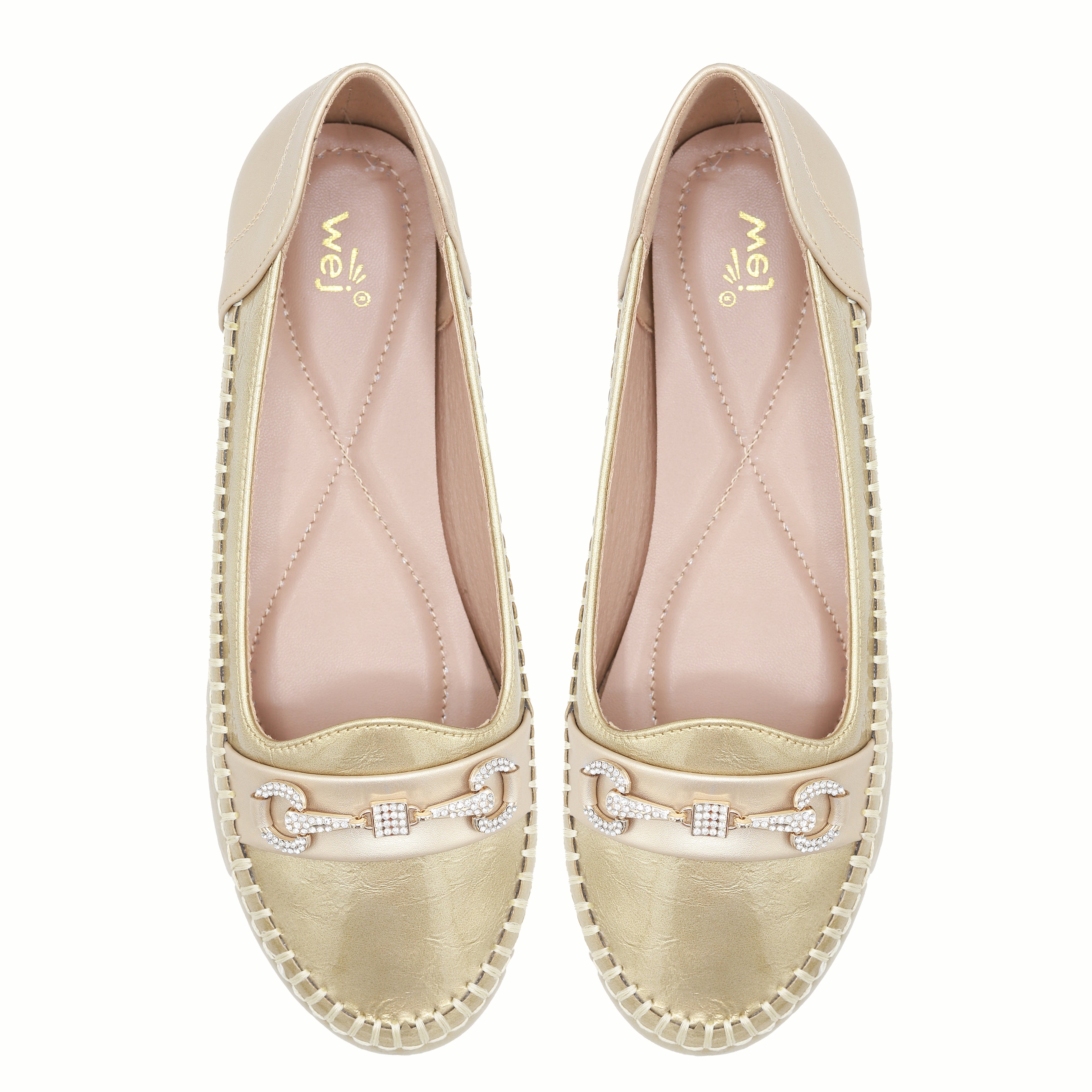 Gold Metallic Loafer For Women 8004376
