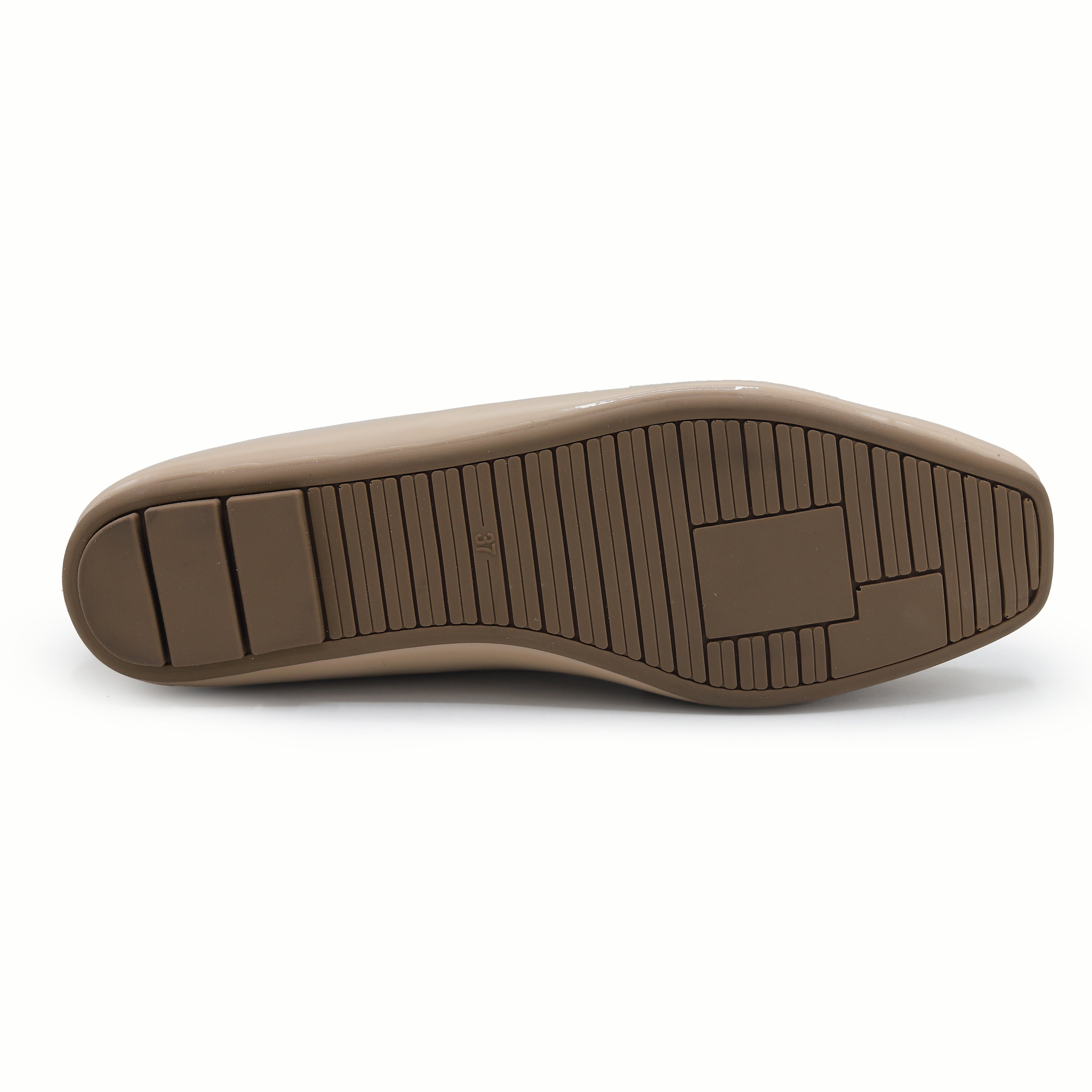 D Beige Patent Loafer Flats For Women's 8004410