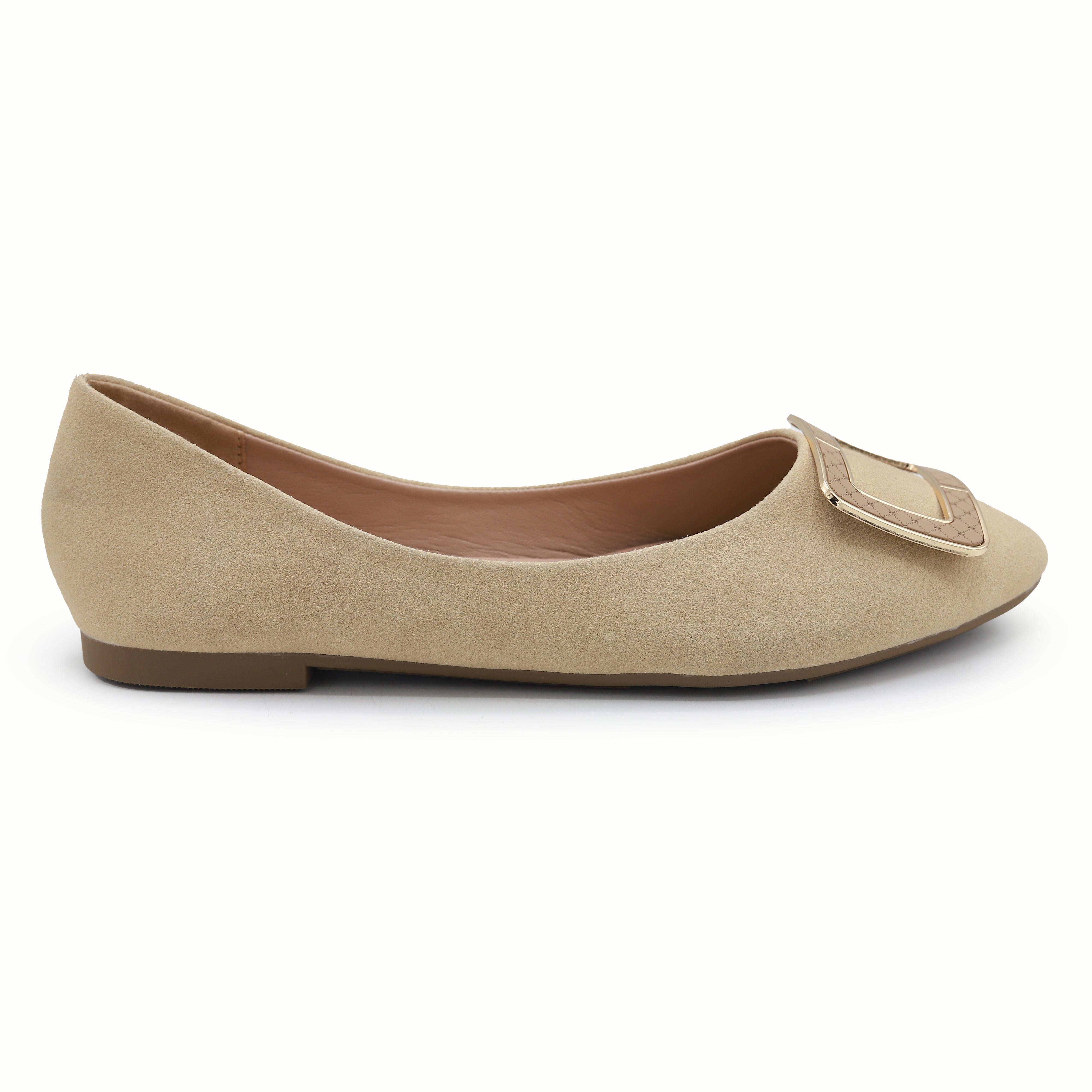 Beige Women's Square Buckle 8006347