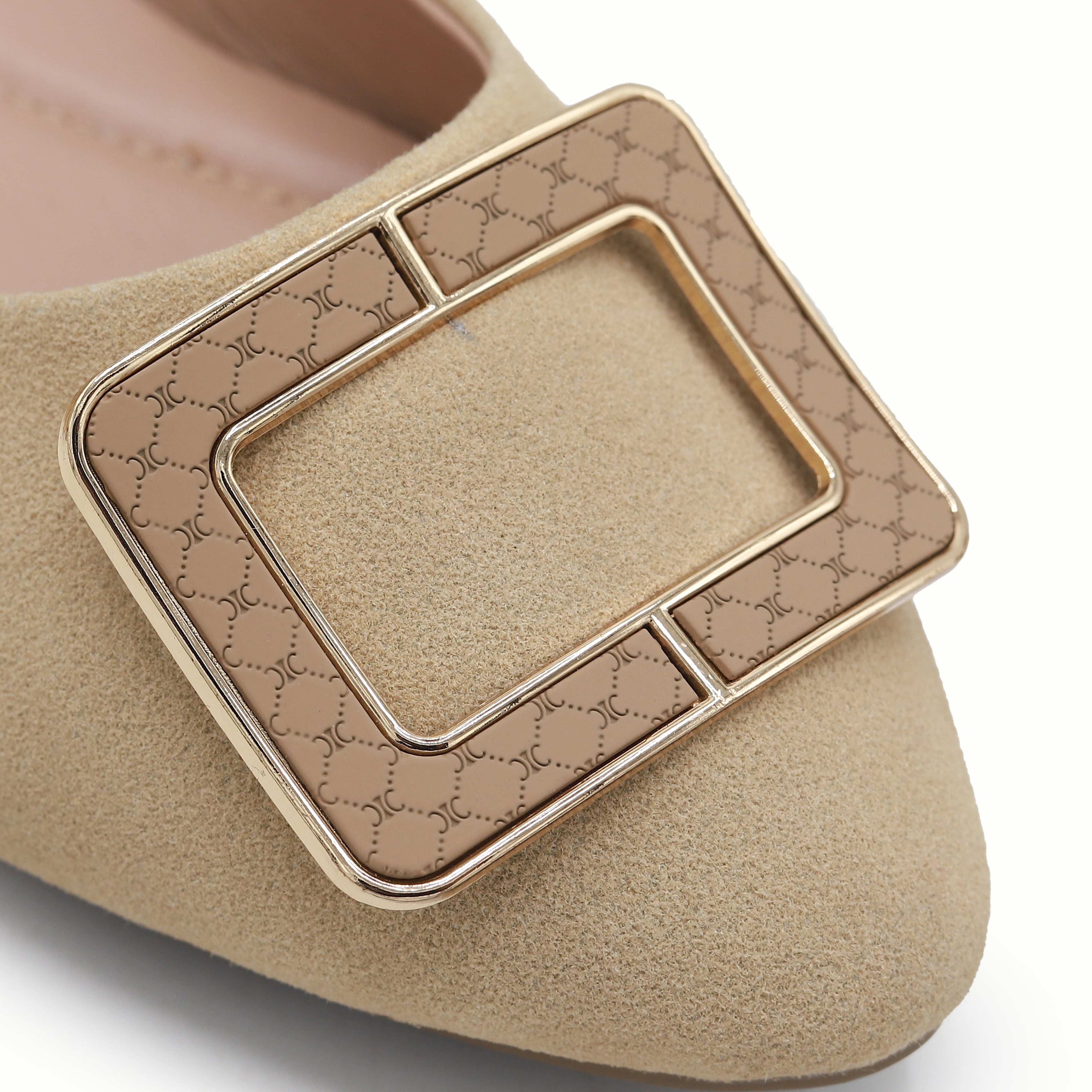 Beige Women's Square Buckle 8006347