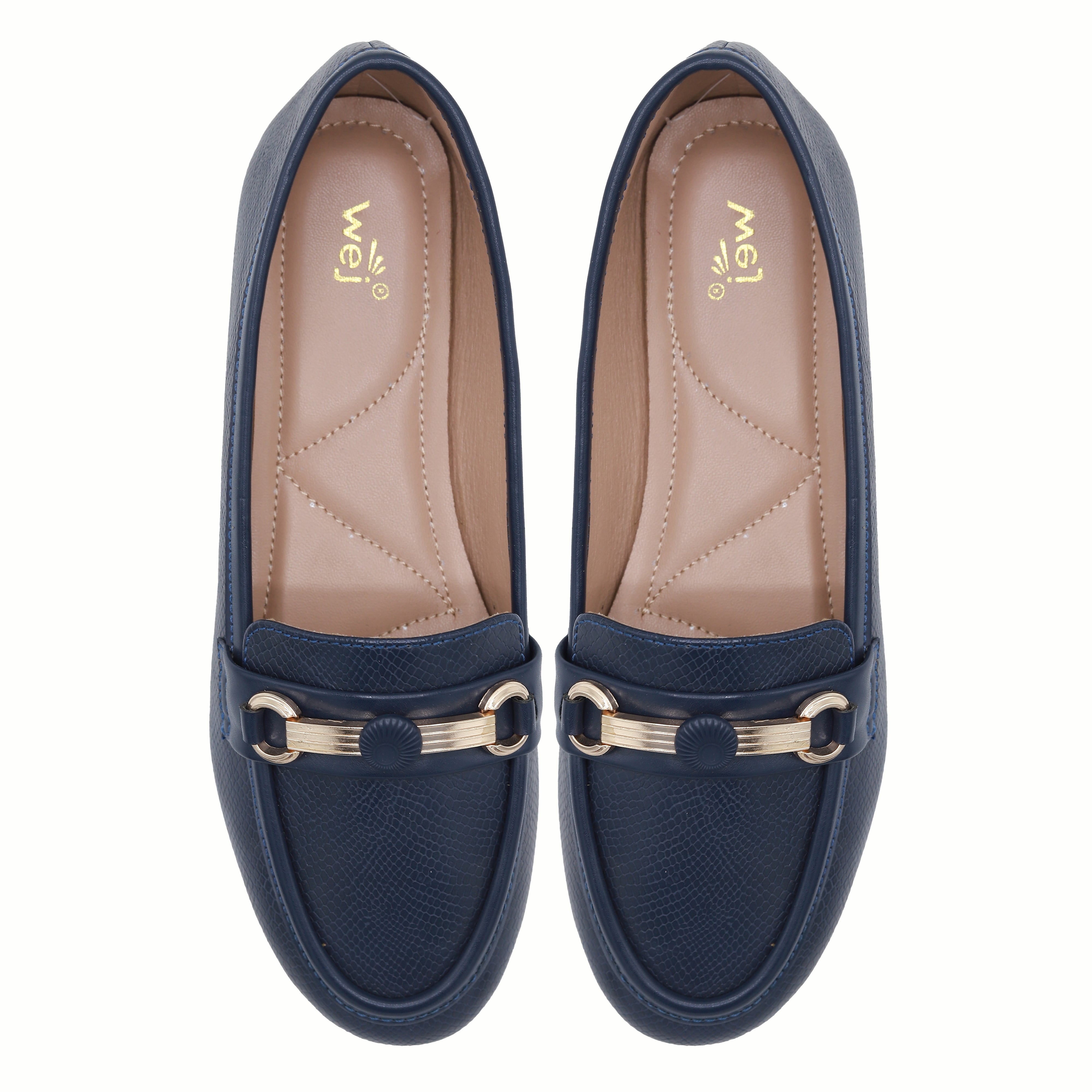 Navy Blue Textured Loafer Shoes 8004394