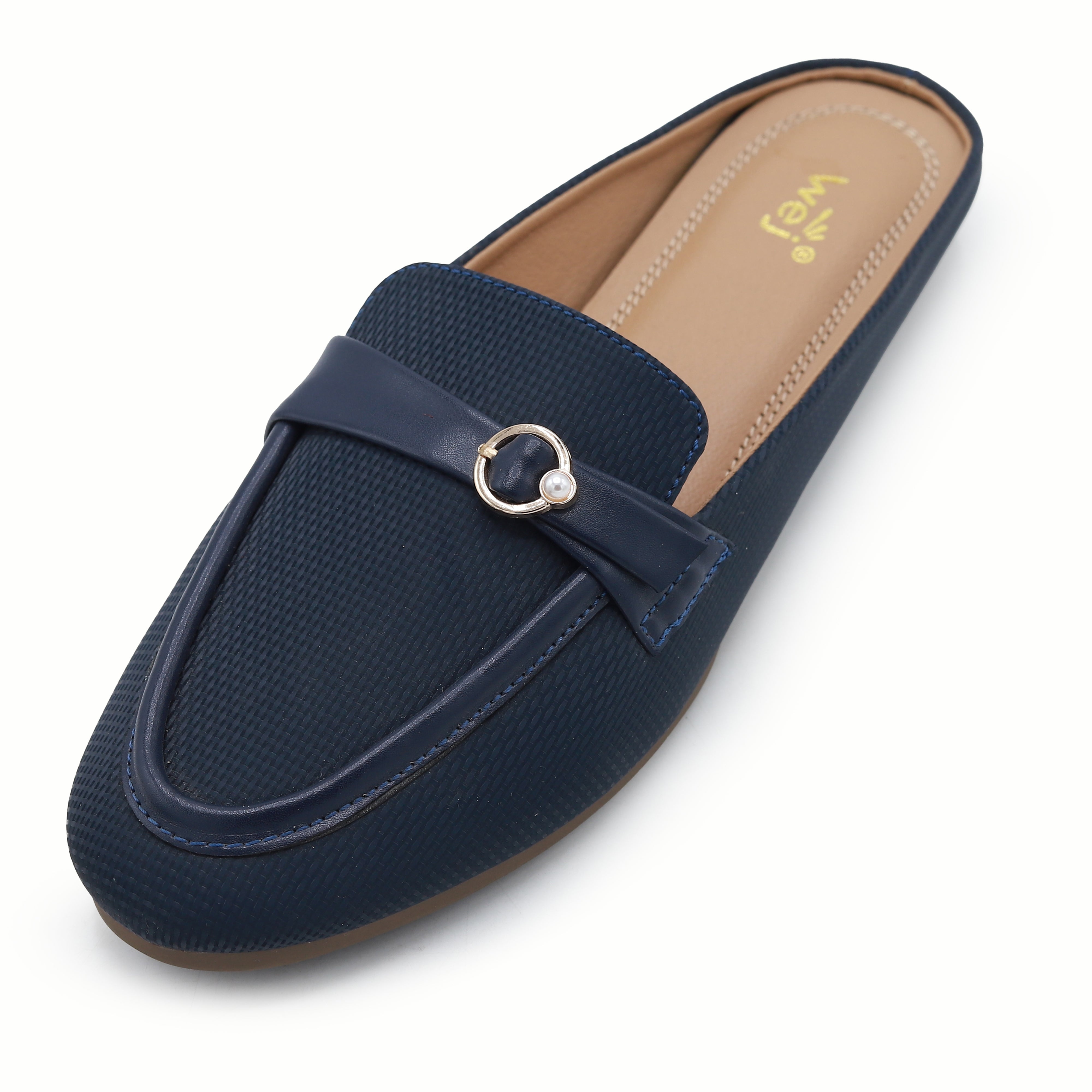 Navy Blue Backless Loafer Mules  8004327