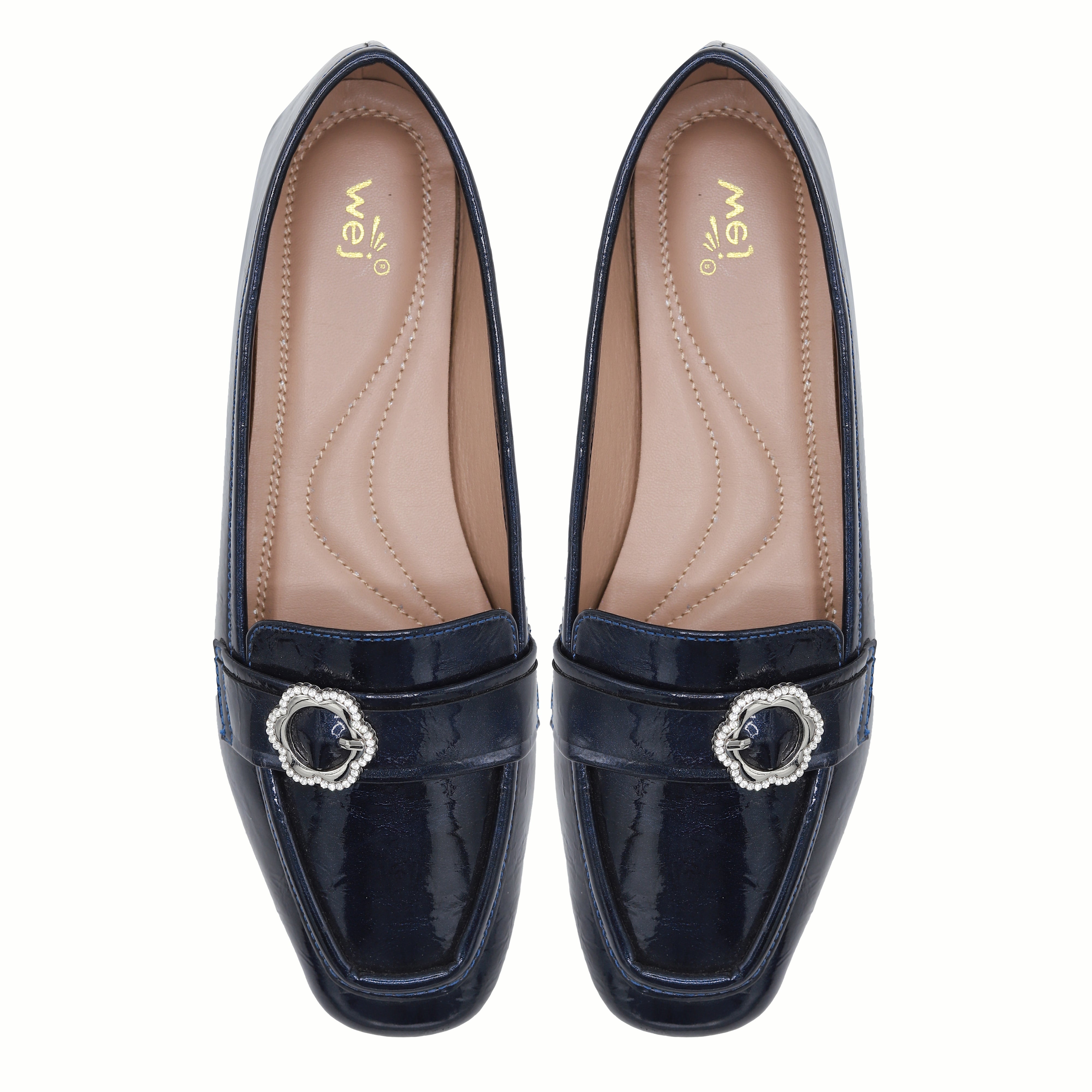 Navy Metallic Loafer Flats  For Women's  8004415