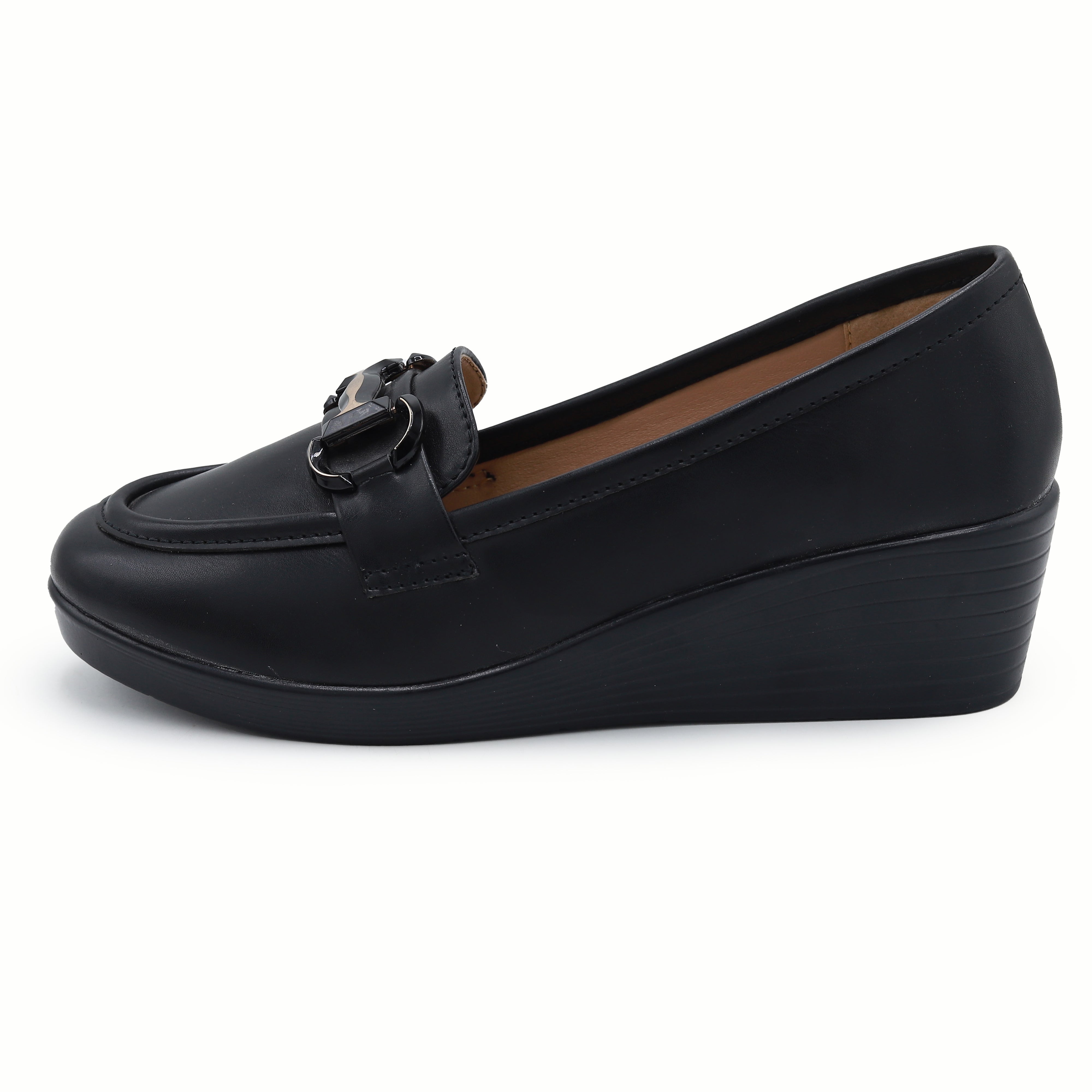 Black Wedge Loafers For Women 8004385