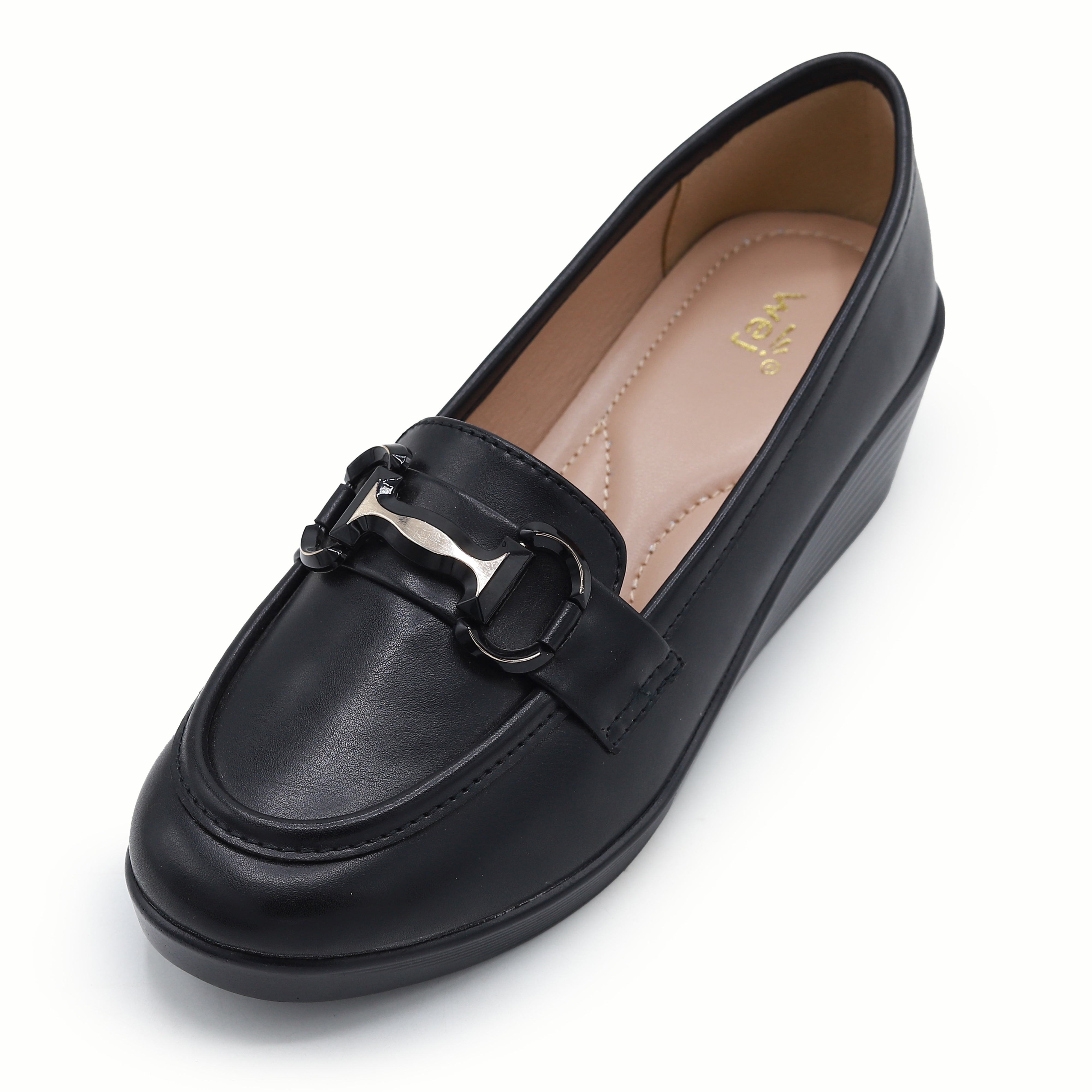 Black Wedge Loafers For Women 8004385