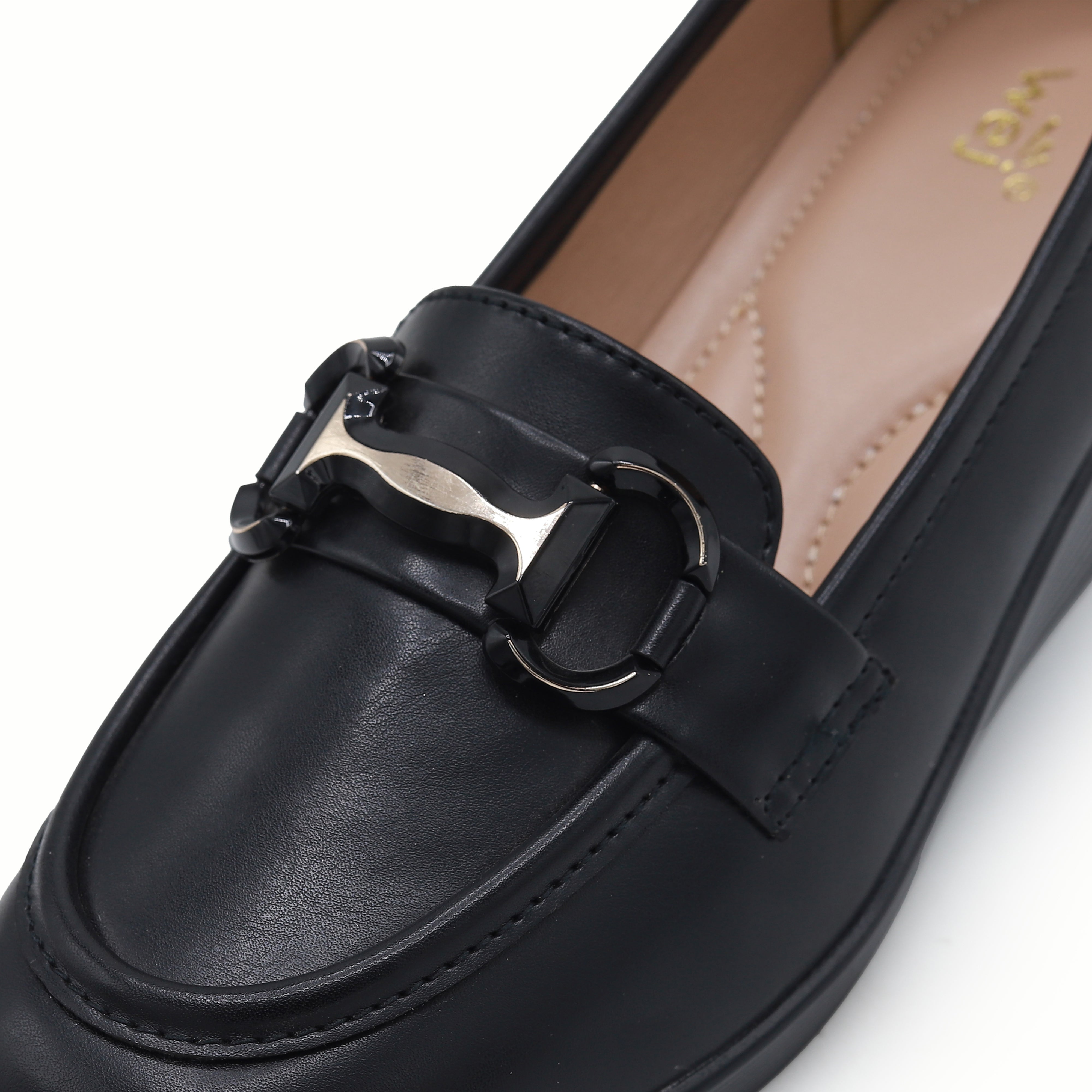 Black Wedge Loafers For Women 8004385