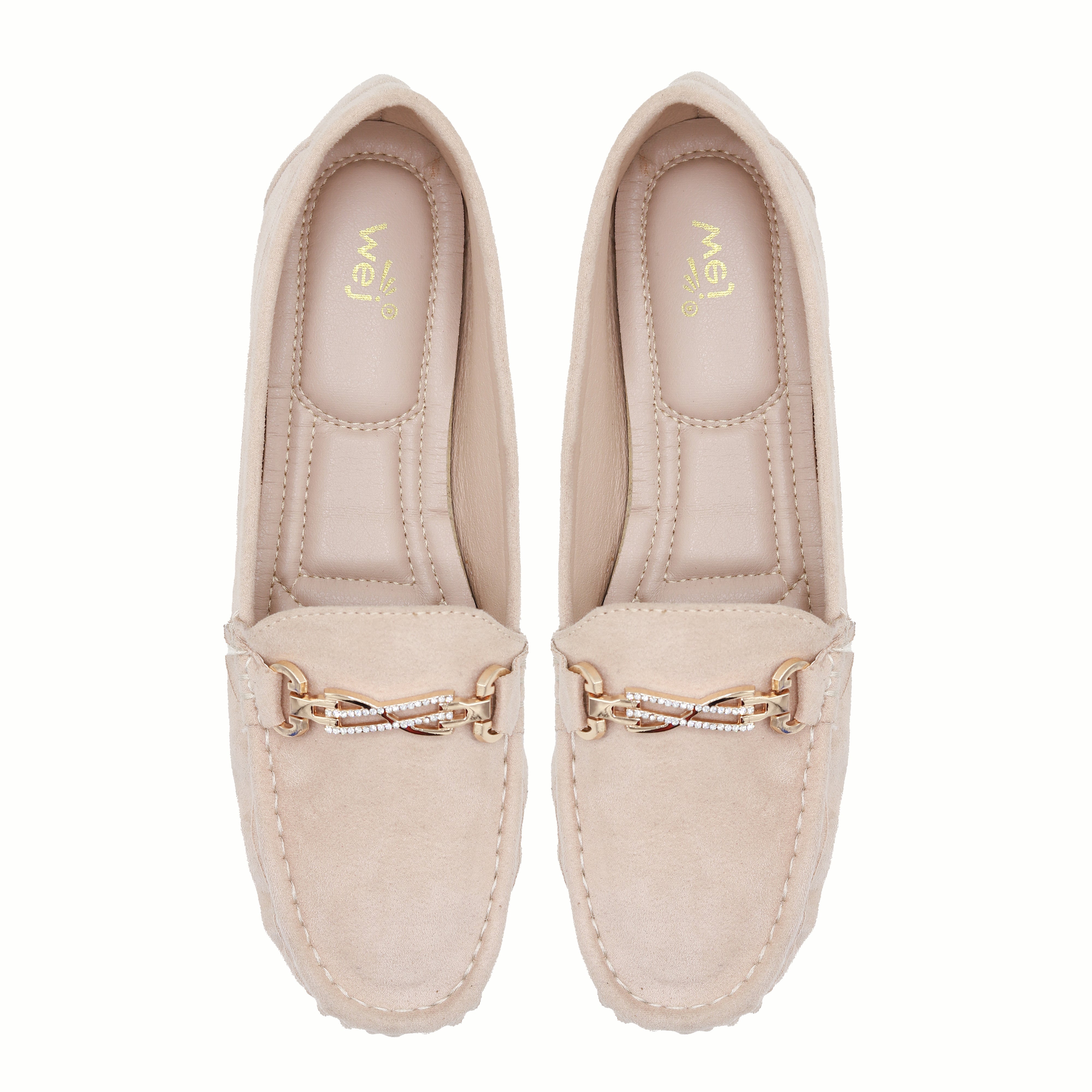 Women's Crystal Chain Comfort Flats 8004345 Beige