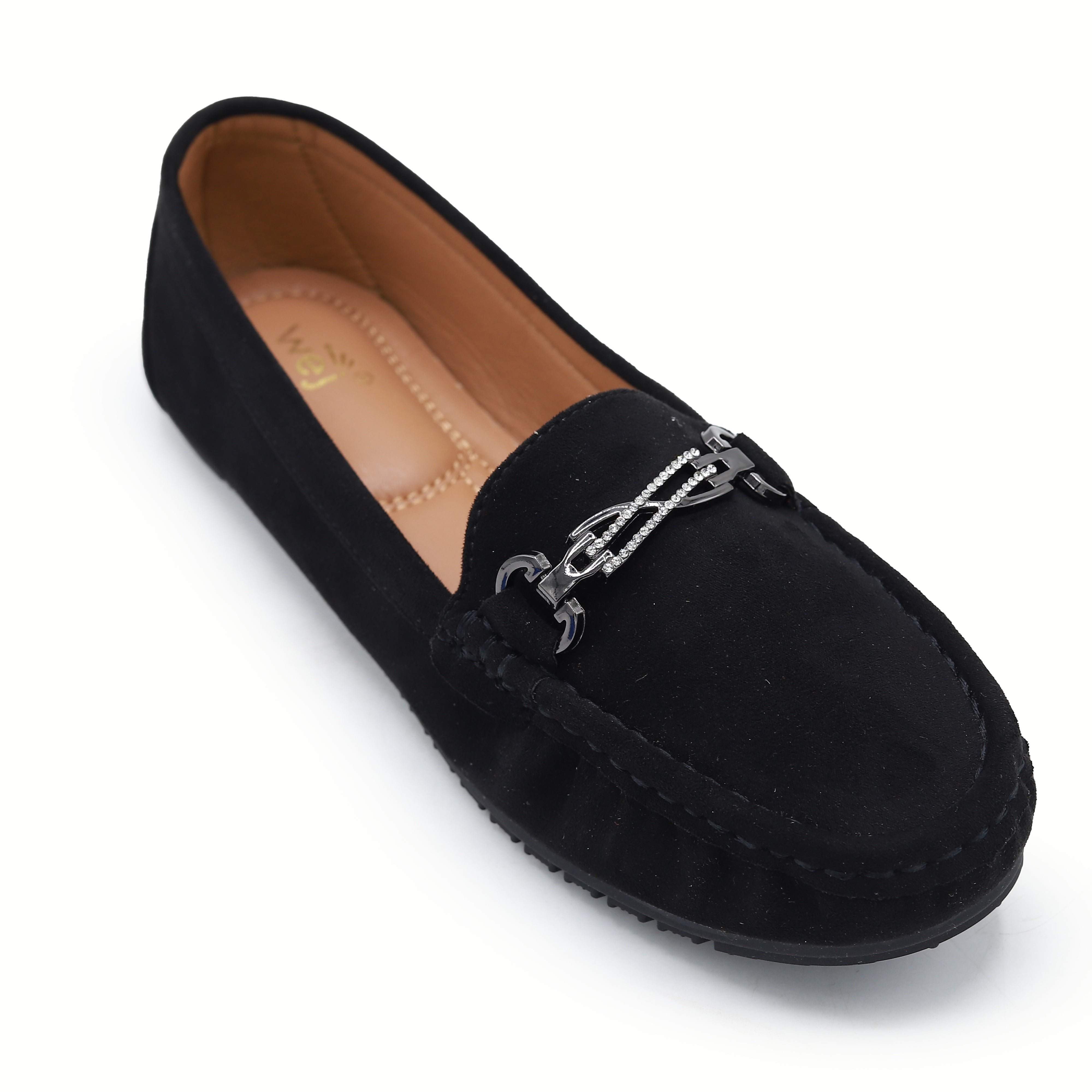 Women's Crystal Chain Comfort Flats 8004345 Black