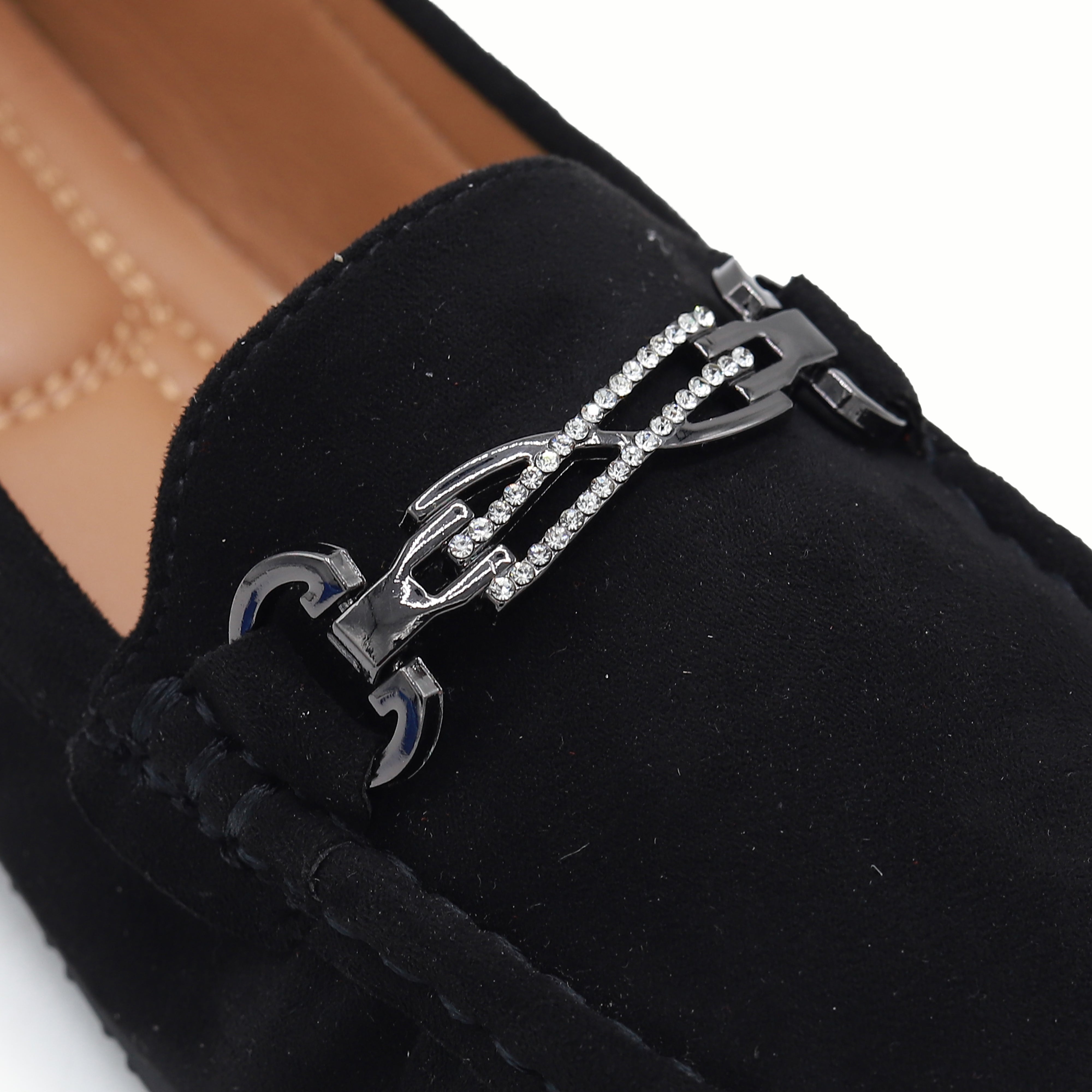 Women's Crystal Chain Comfort Flats 8004345 Black