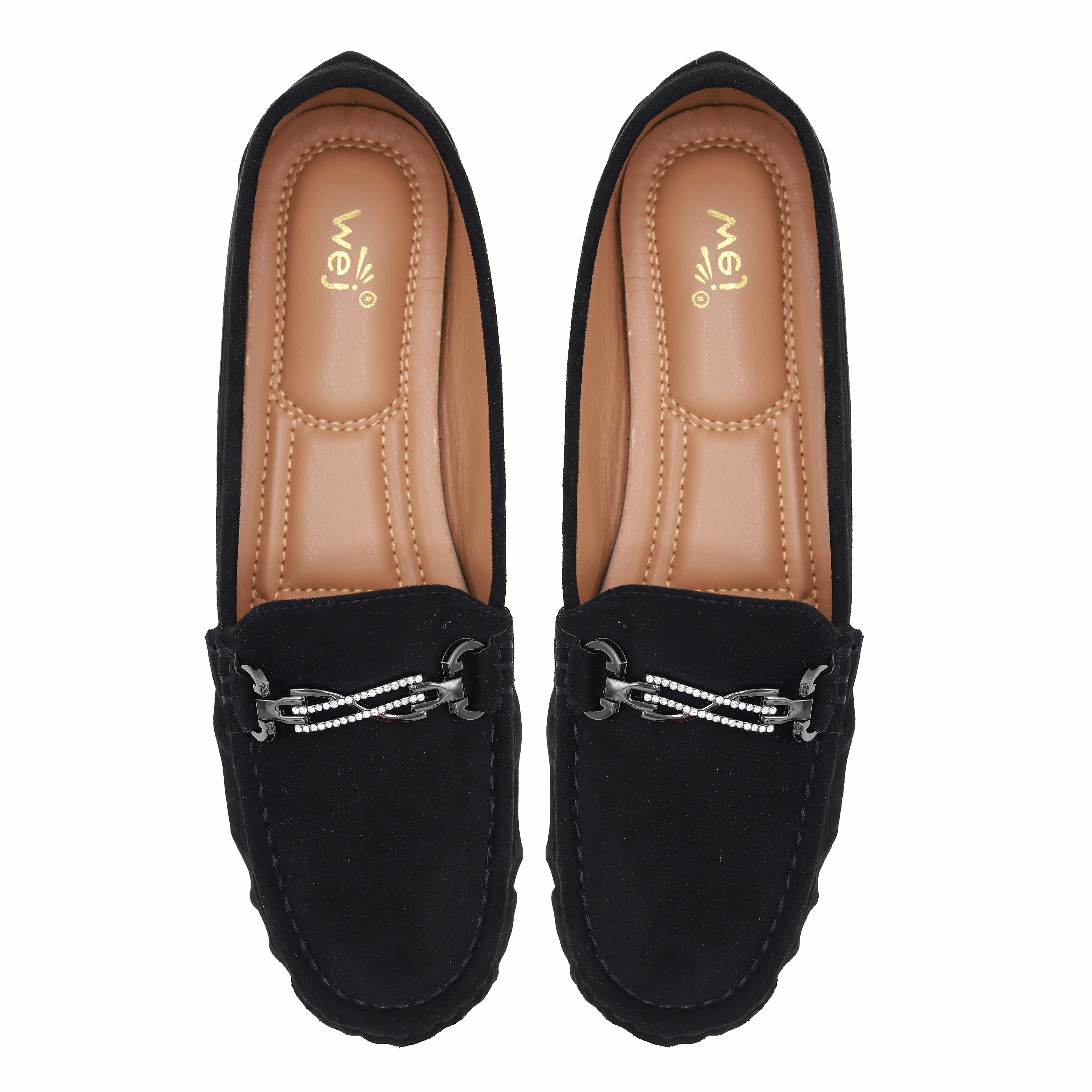 Women's Crystal Chain Comfort Flats 8004345 Black