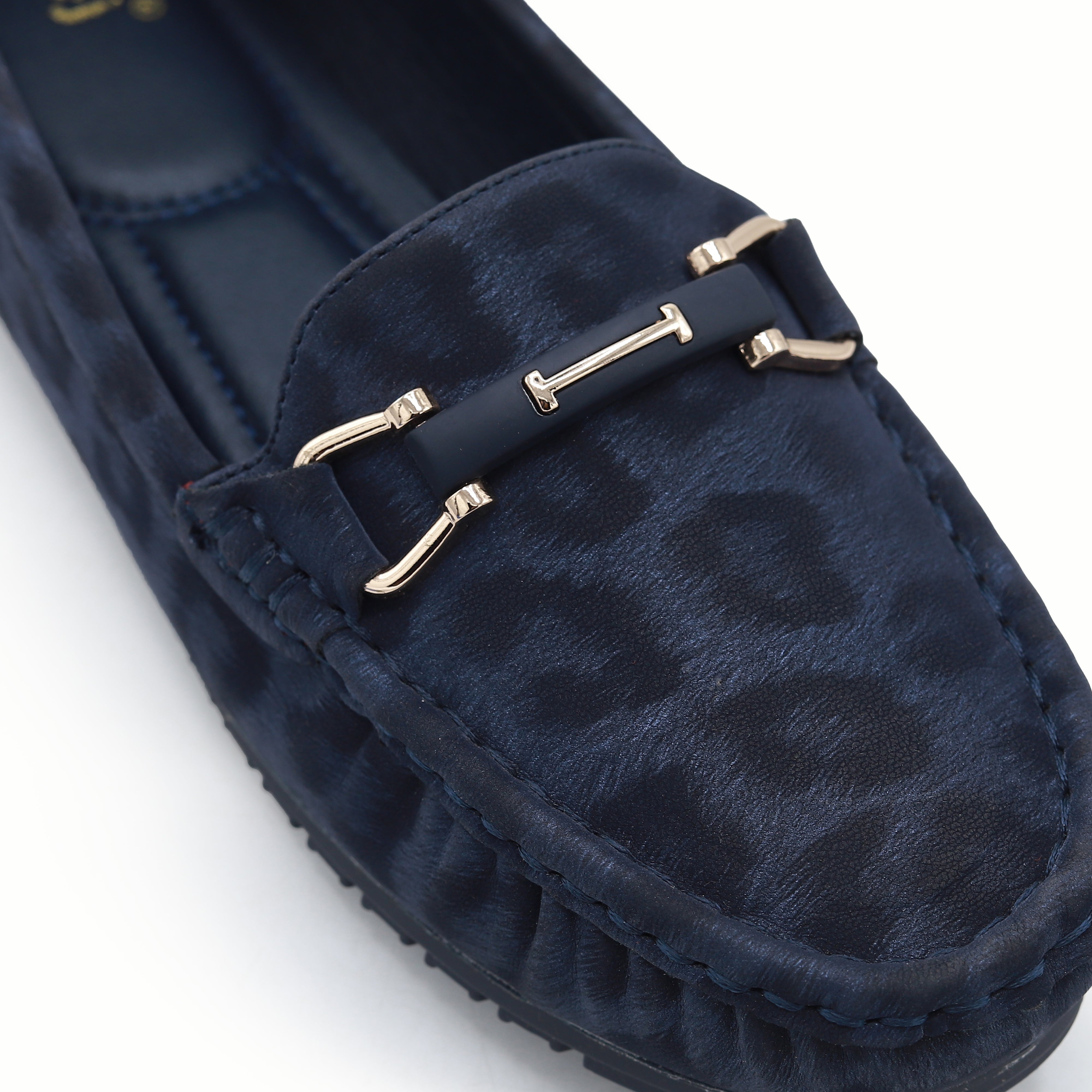 Chic Navy Leopard Print Loafers 8004343 Navy