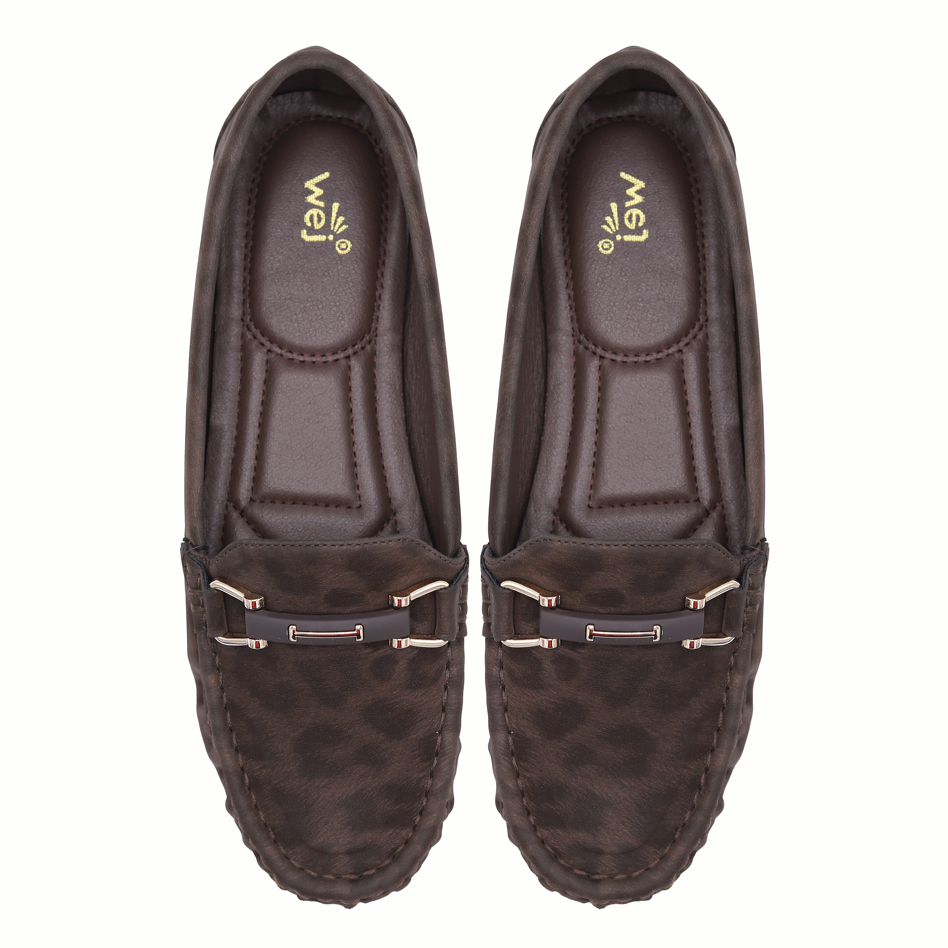 Classic Brown Textured Loafers with Buckle 8004343 Coffee