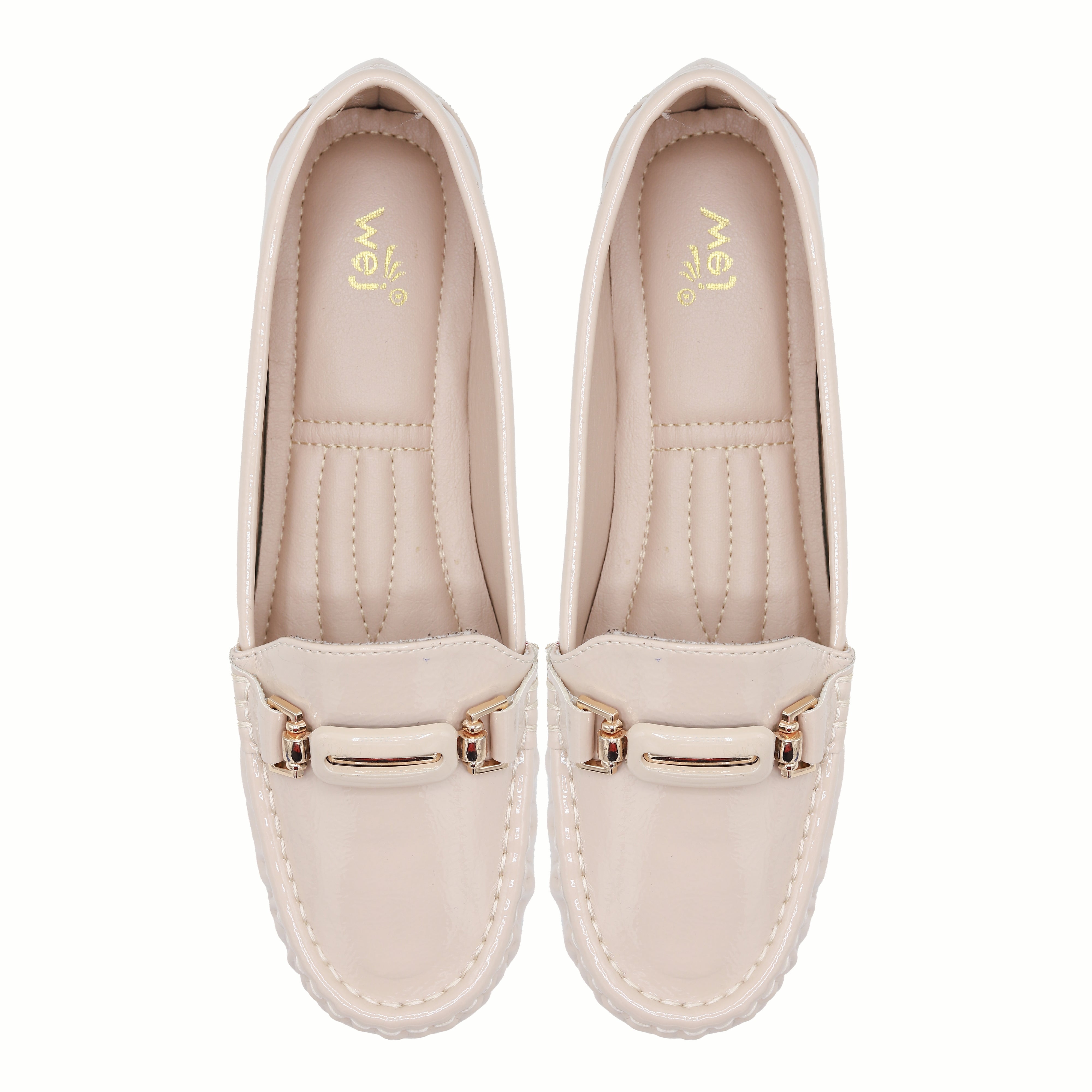 Patent Loafers Women's Slip-On Flat Footwear 8004357 Beige