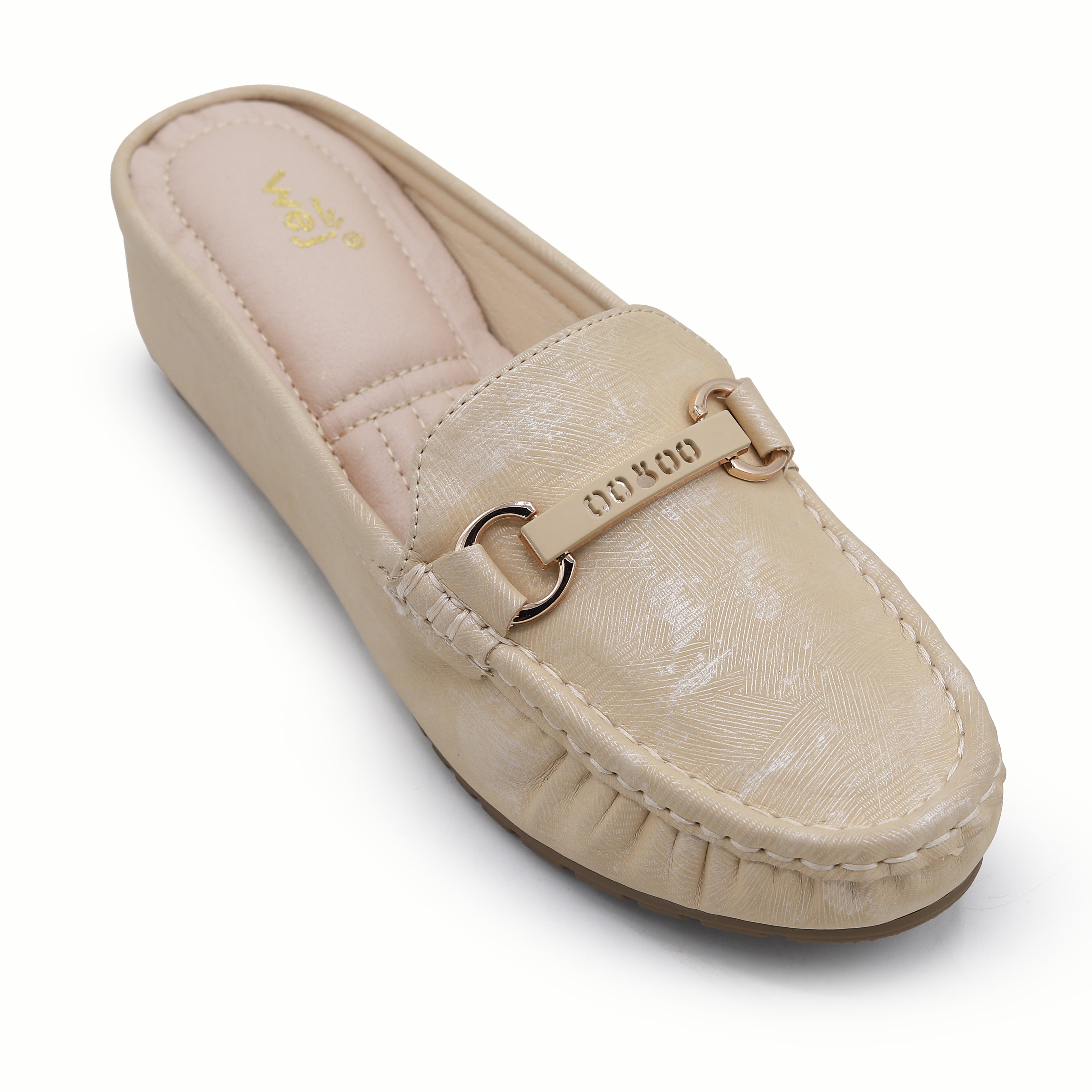 Chic Beige Textured Loafer Mules 8007225 Beige