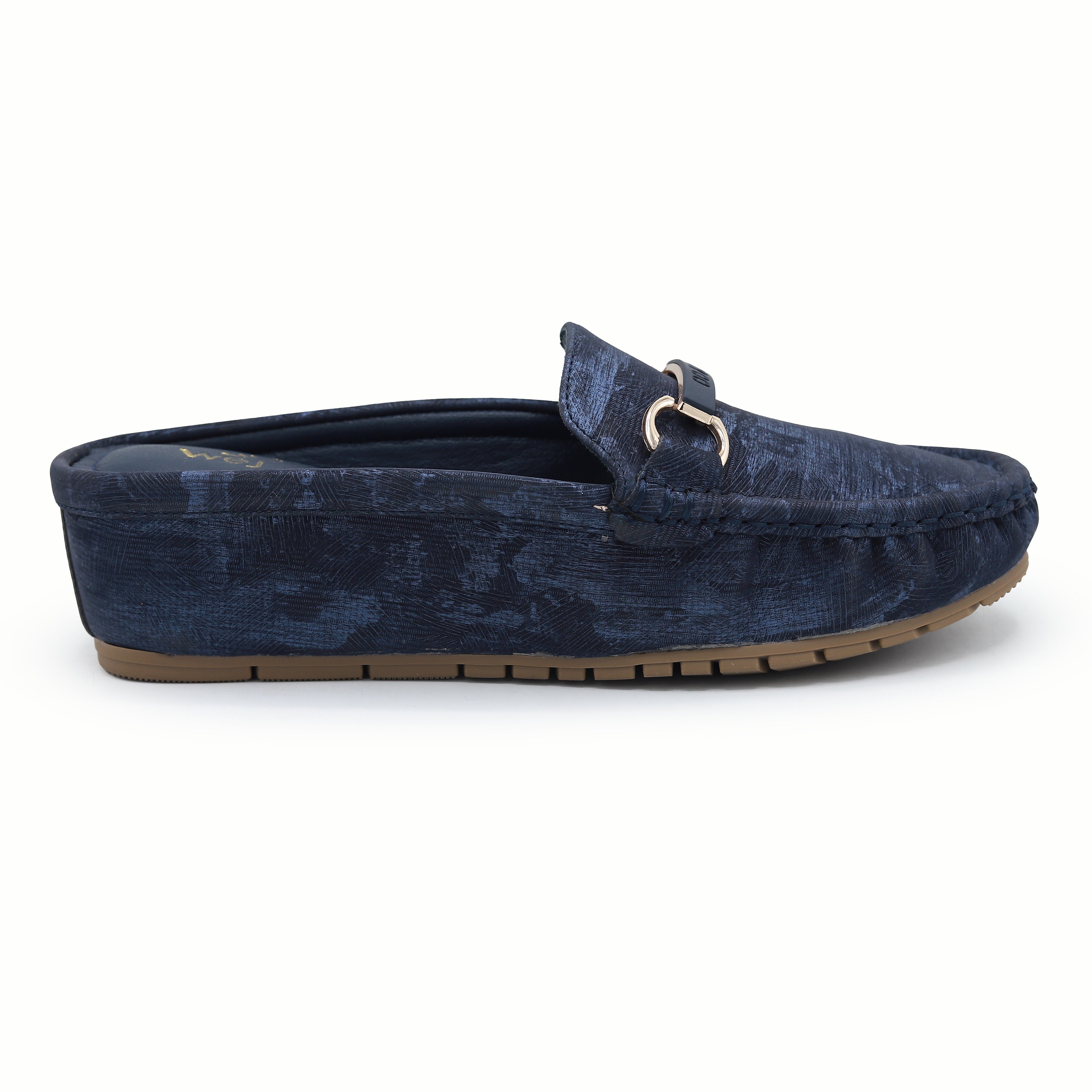 Chic Navy Blue Textured Loafer Mules 8007225 Navy