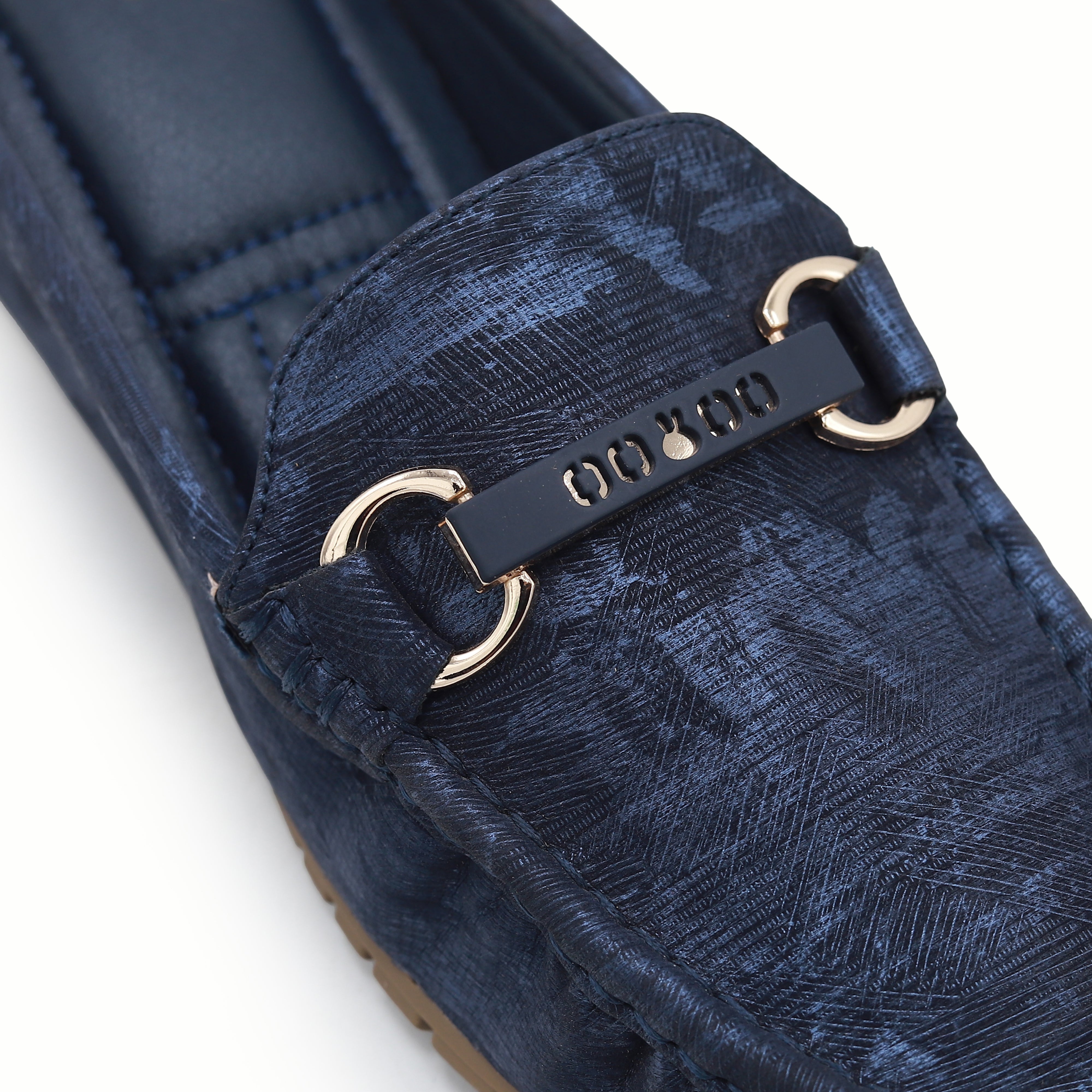 Chic Navy Blue Textured Loafer Mules 8007225 Navy