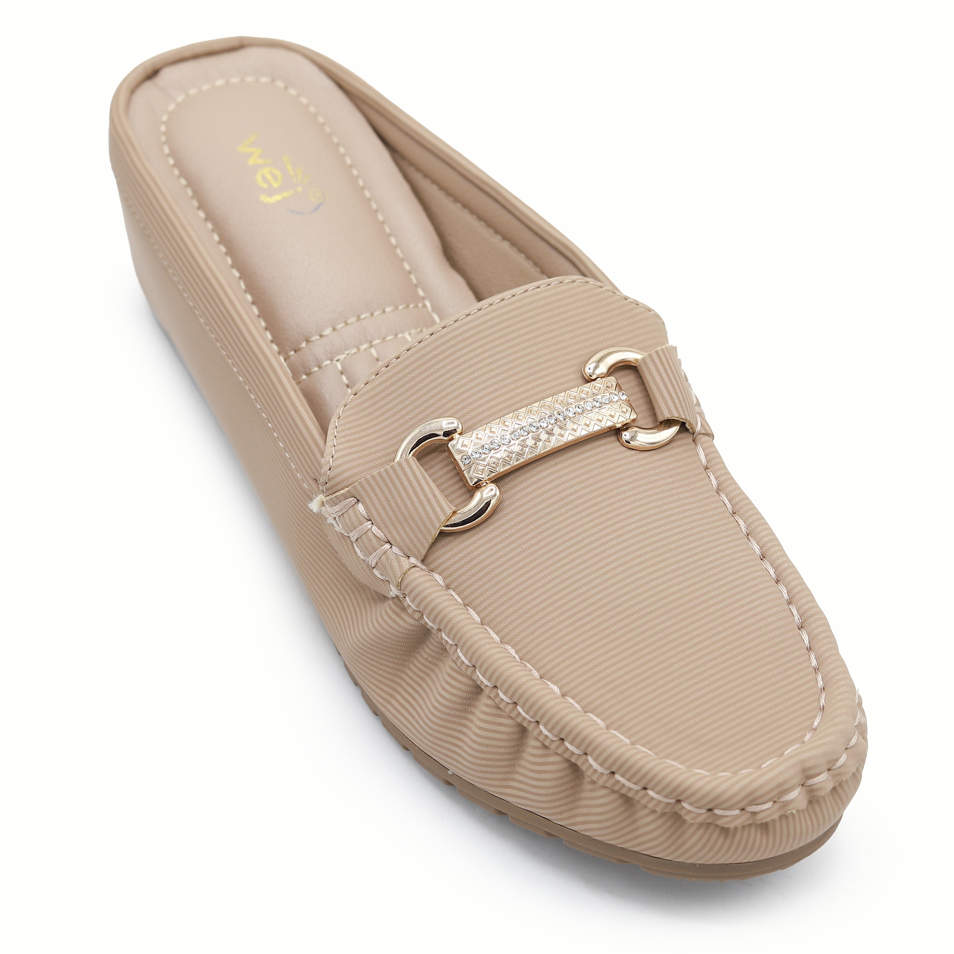 Chic Beige Textured Loafer Mules 8007224 Khaki