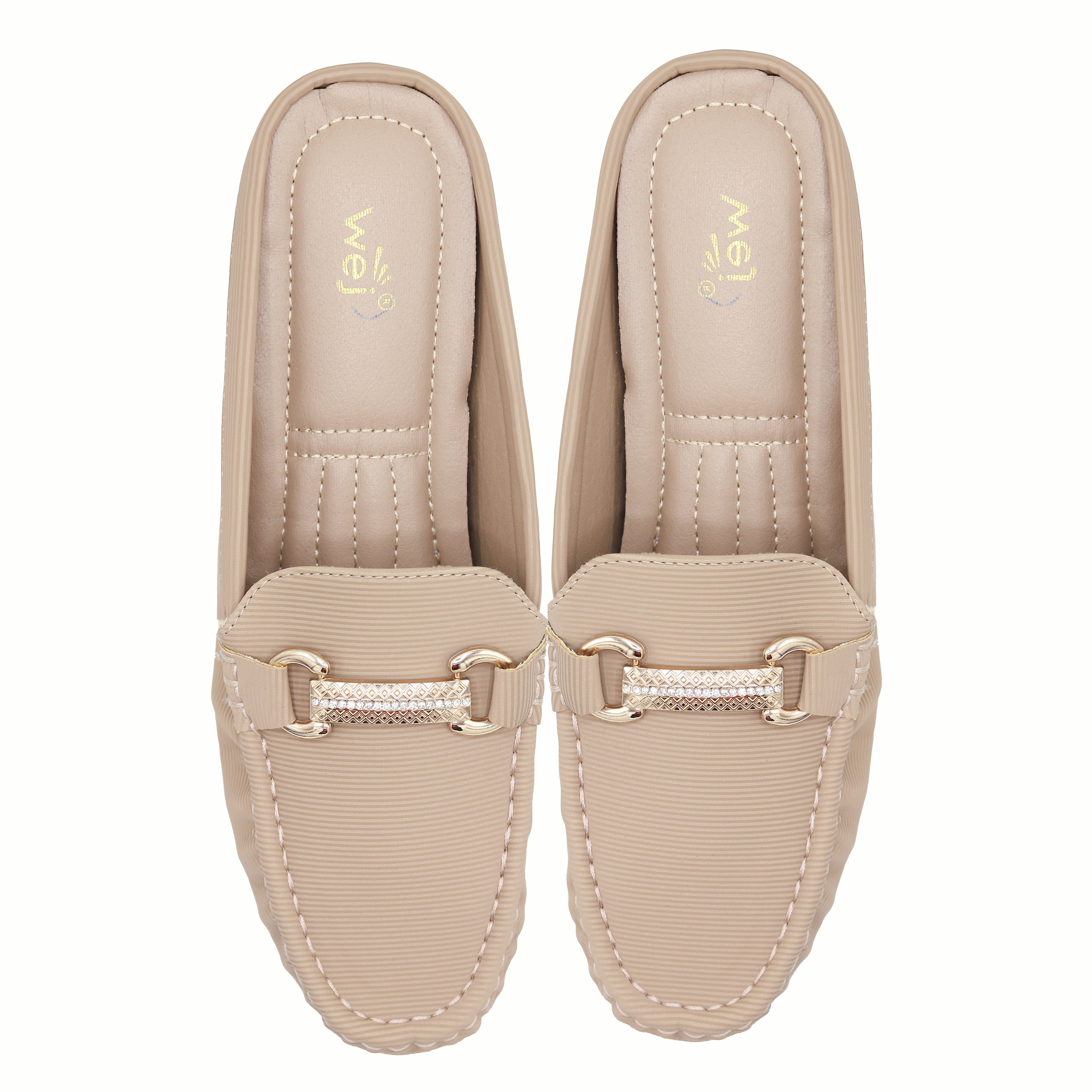 Chic Beige Textured Loafer Mules 8007224 Khaki