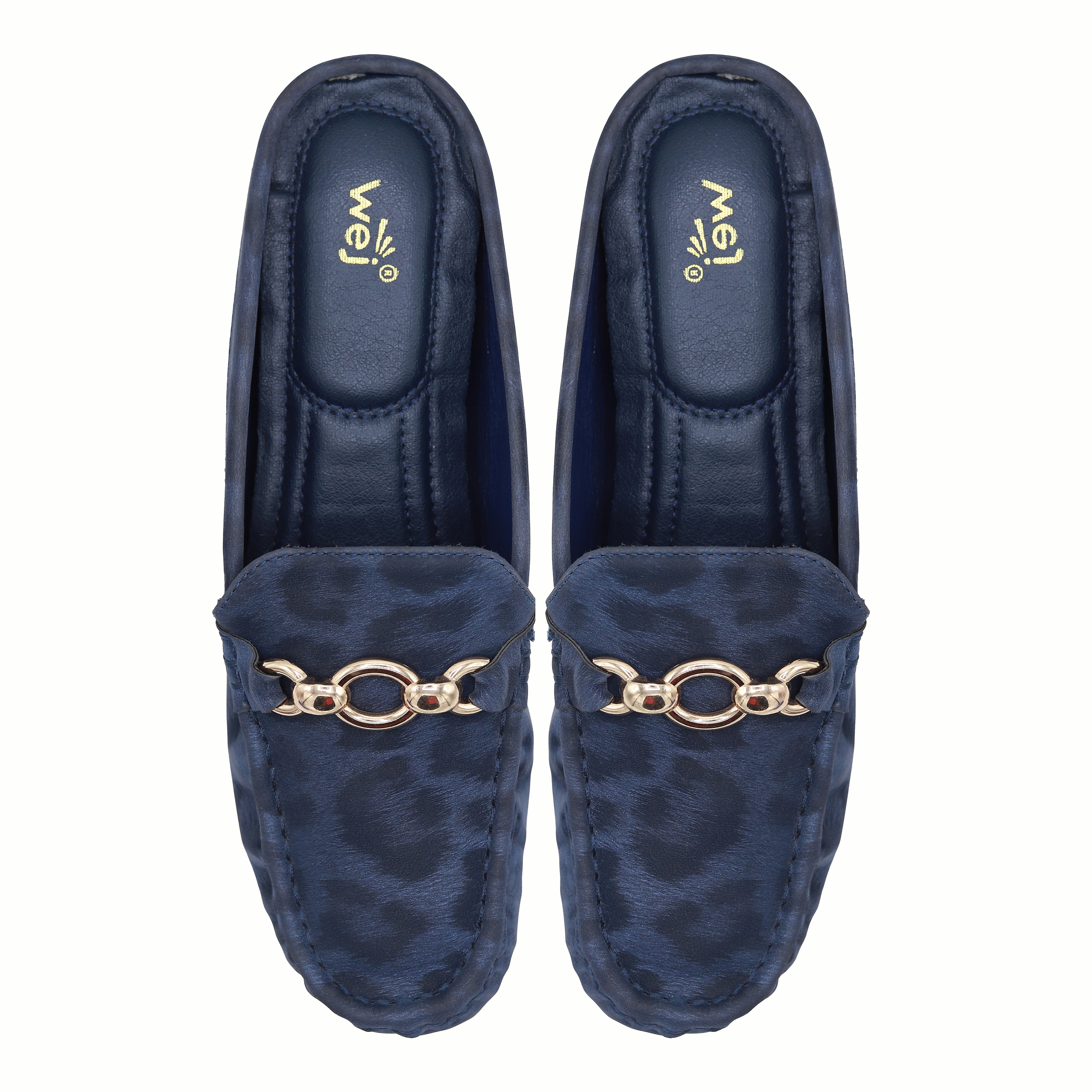 Chic Navy Leopard Print Loafer Mules 8007219 Navy