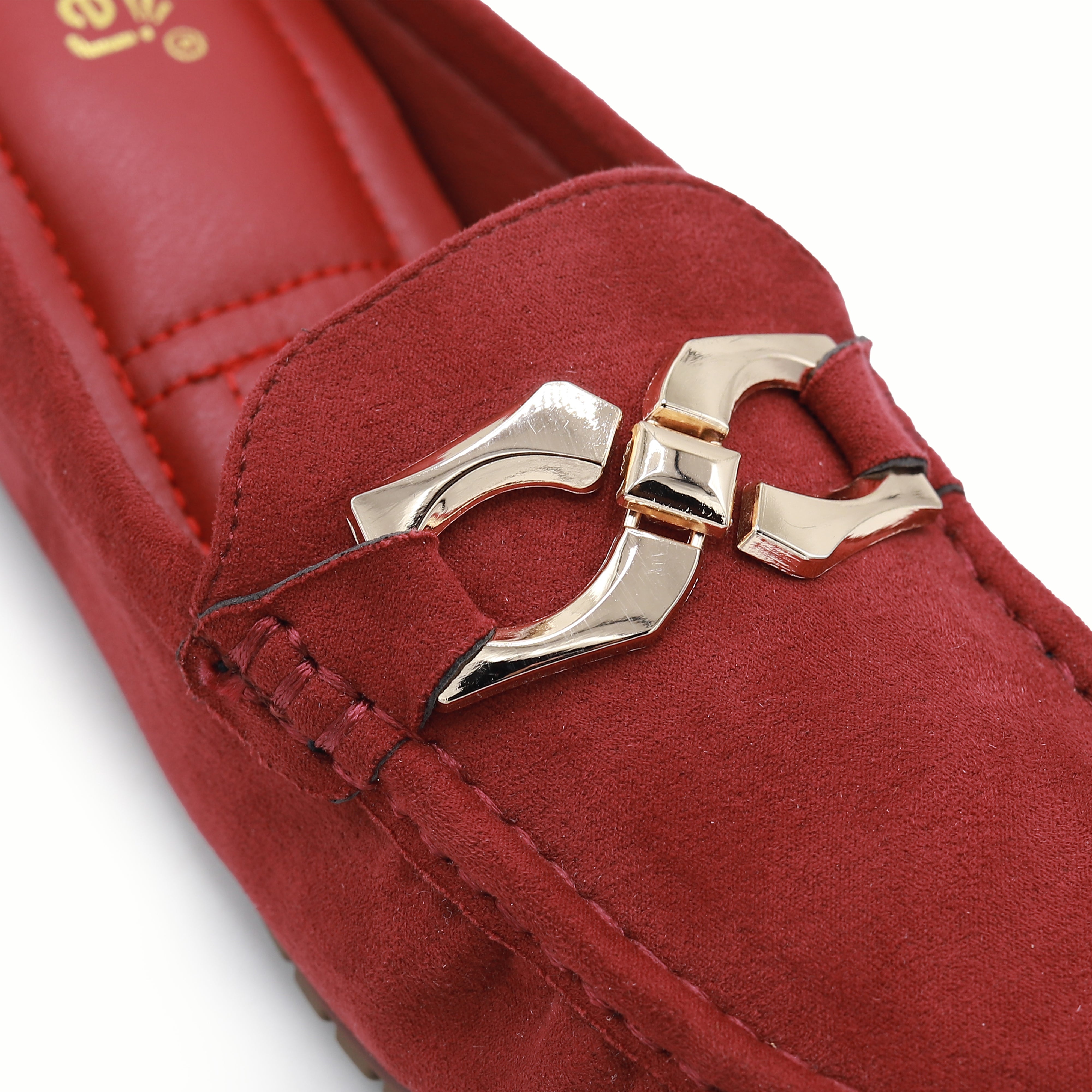 Chic Red Suede Loafer Half Mules 8007221 Maroon