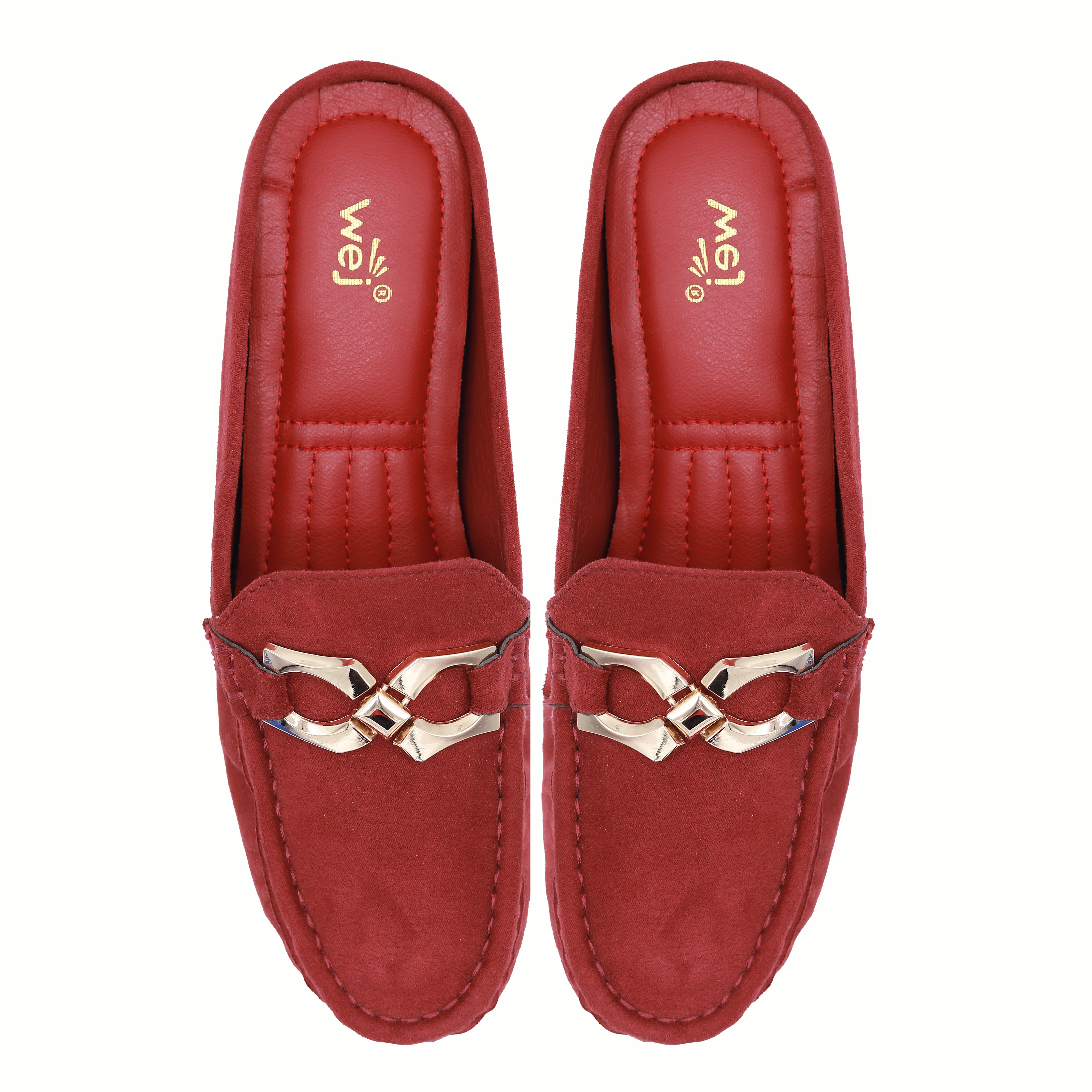 Chic Red Suede Loafer Half Mules 8007221 Maroon