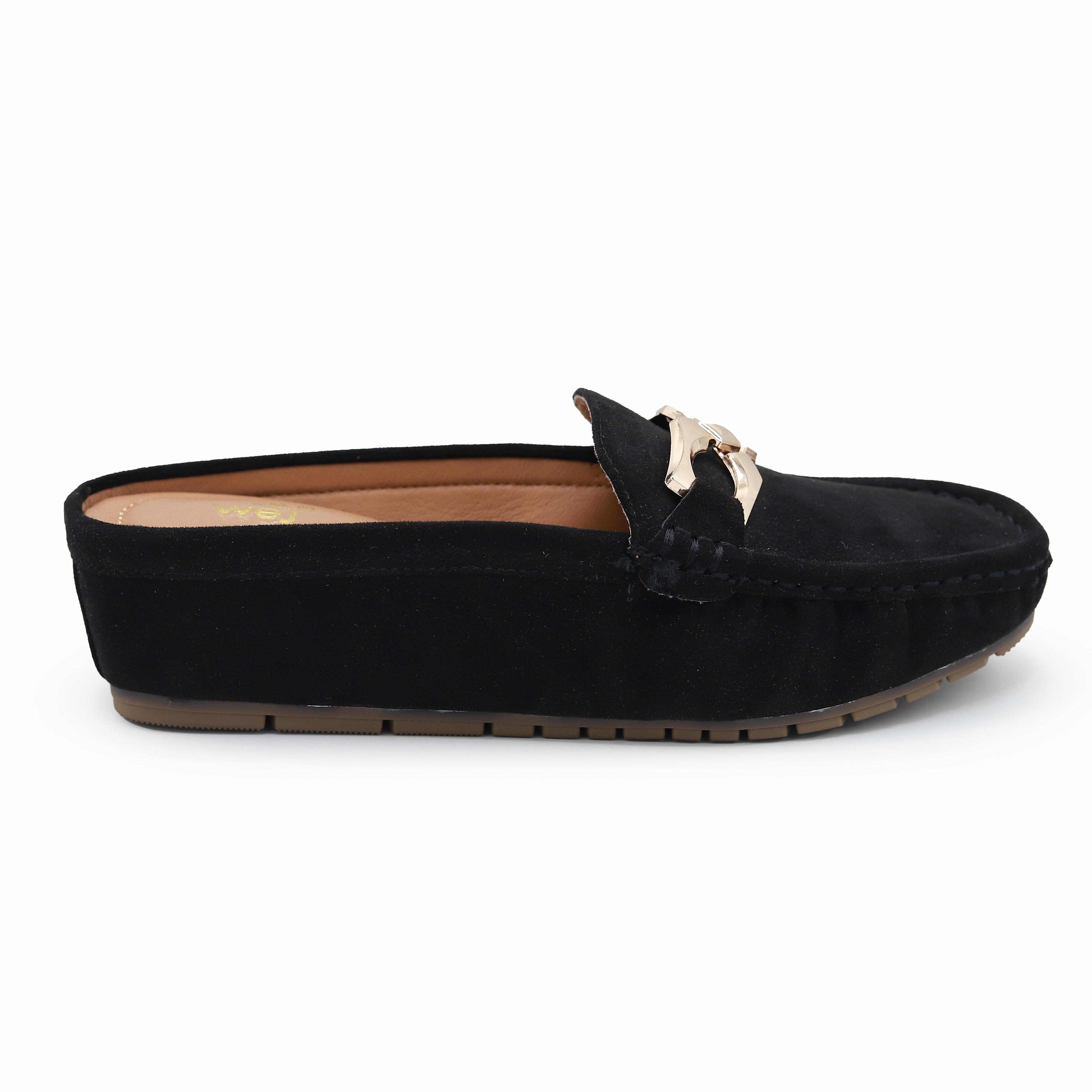 Chic Black Suede Loafer Half Mules 8007221 Black