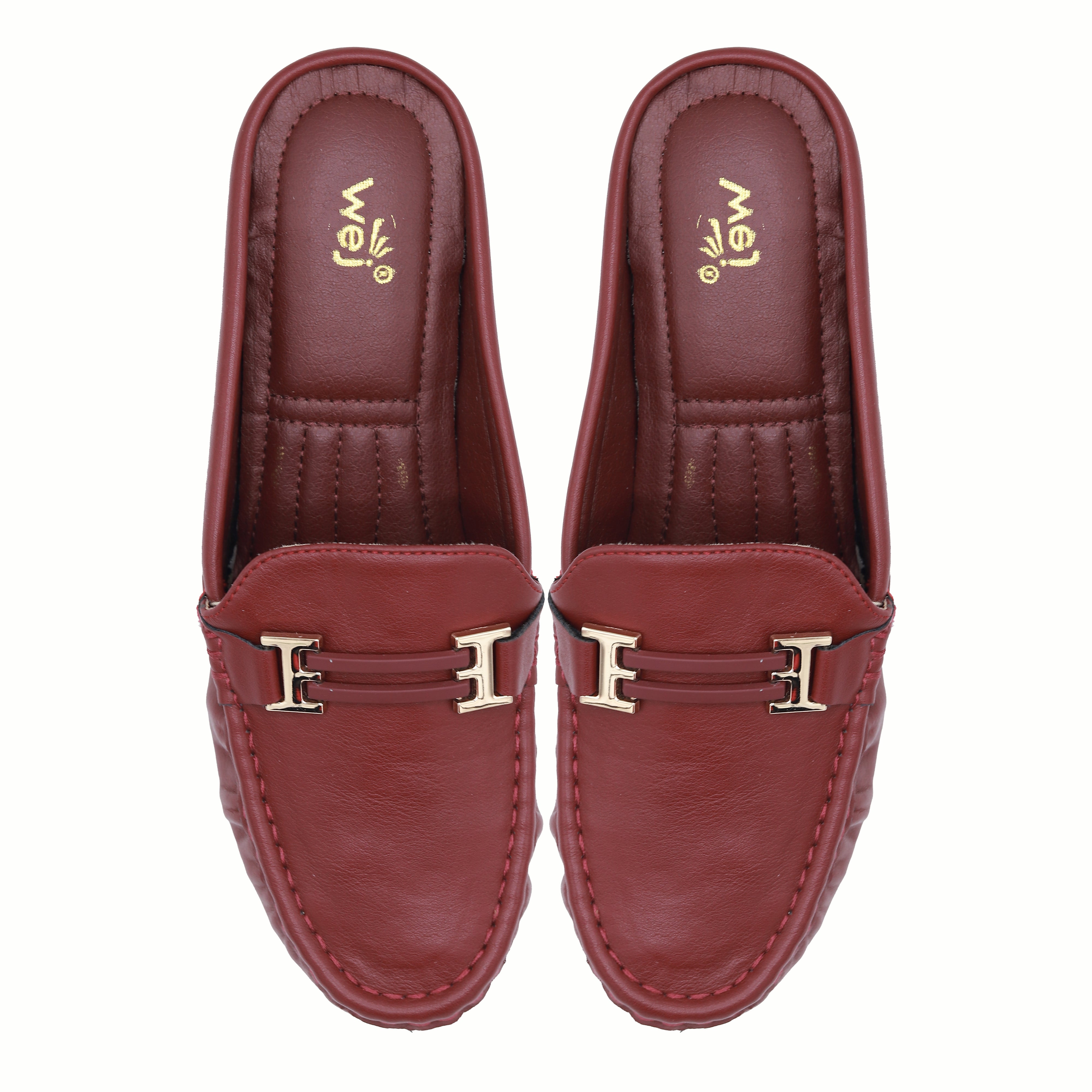 Chic Red Loafer Mules 8007222 Maroon