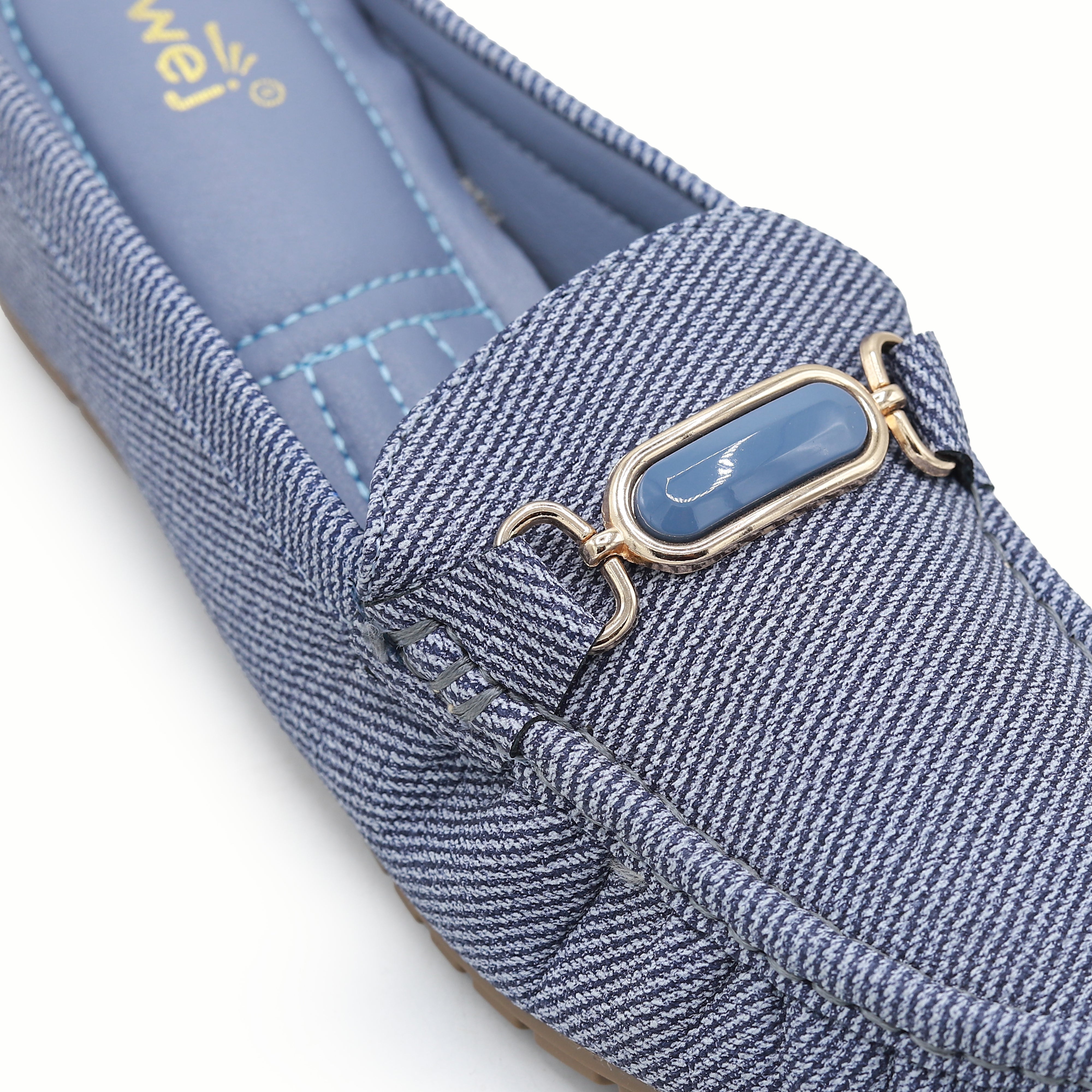 Chic Blue Textured Loafer Mules 8007218 Navy