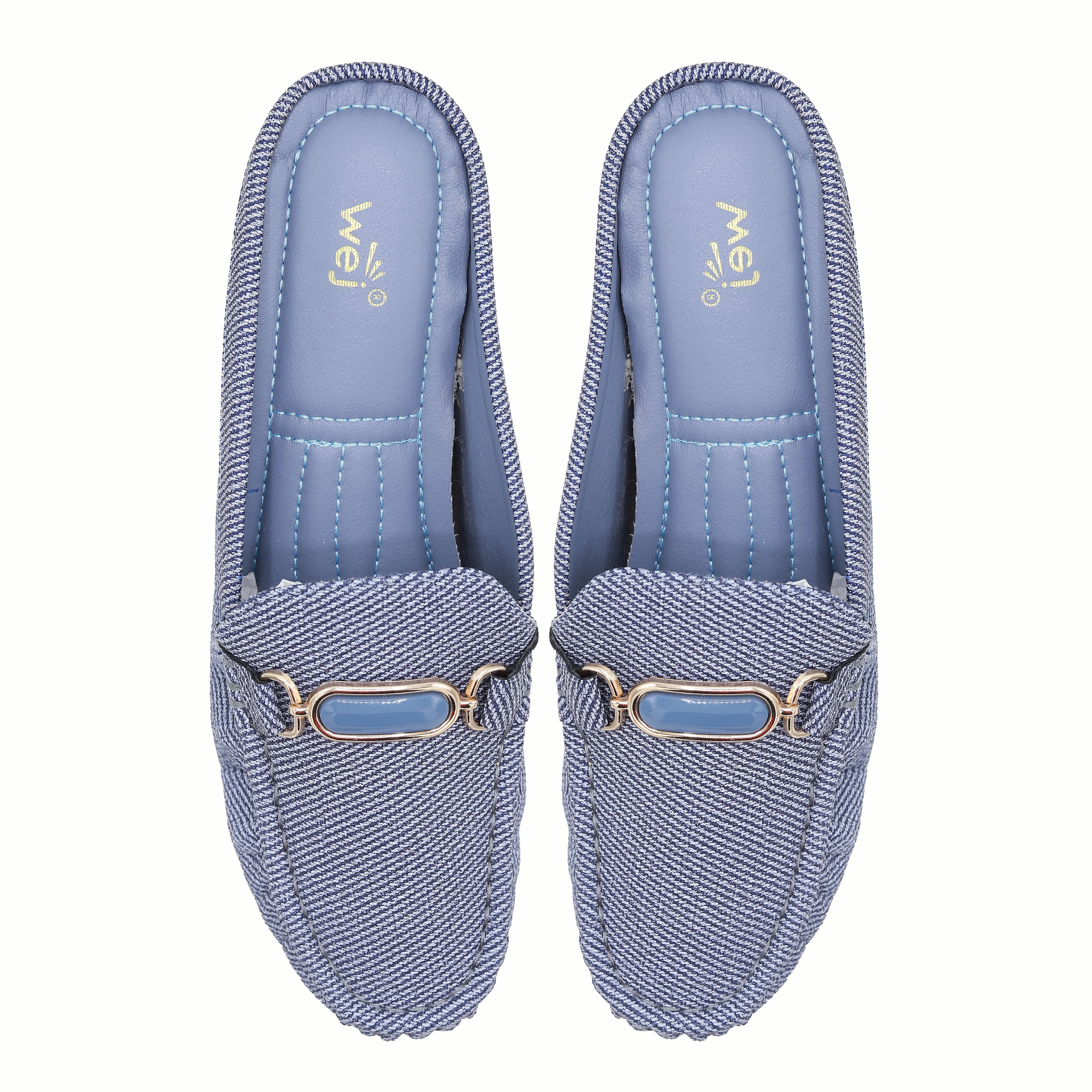 Chic Blue Textured Loafer Mules 8007218 Navy