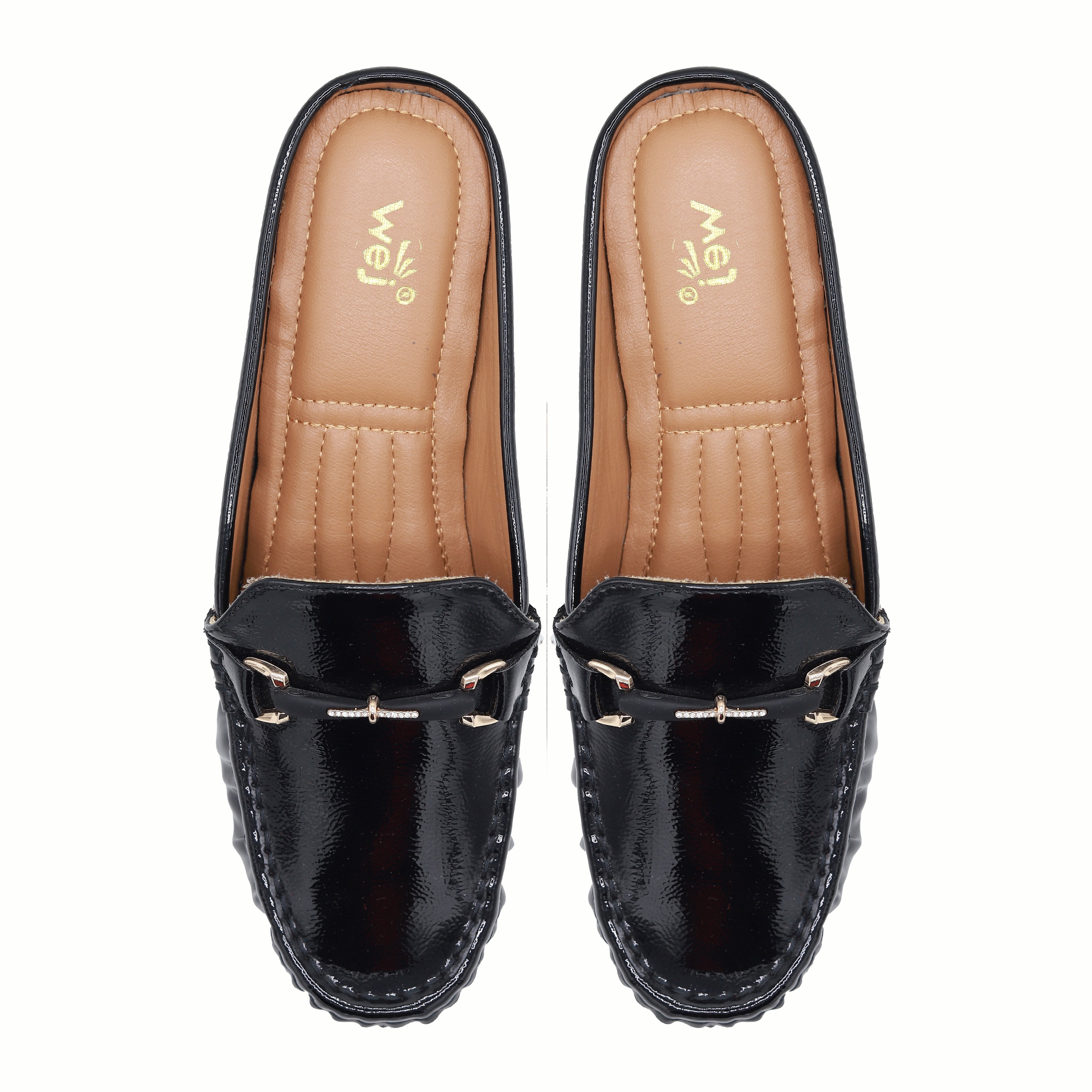 Patent Women's Comfortable Wedge Half Shoes 8007217 Black