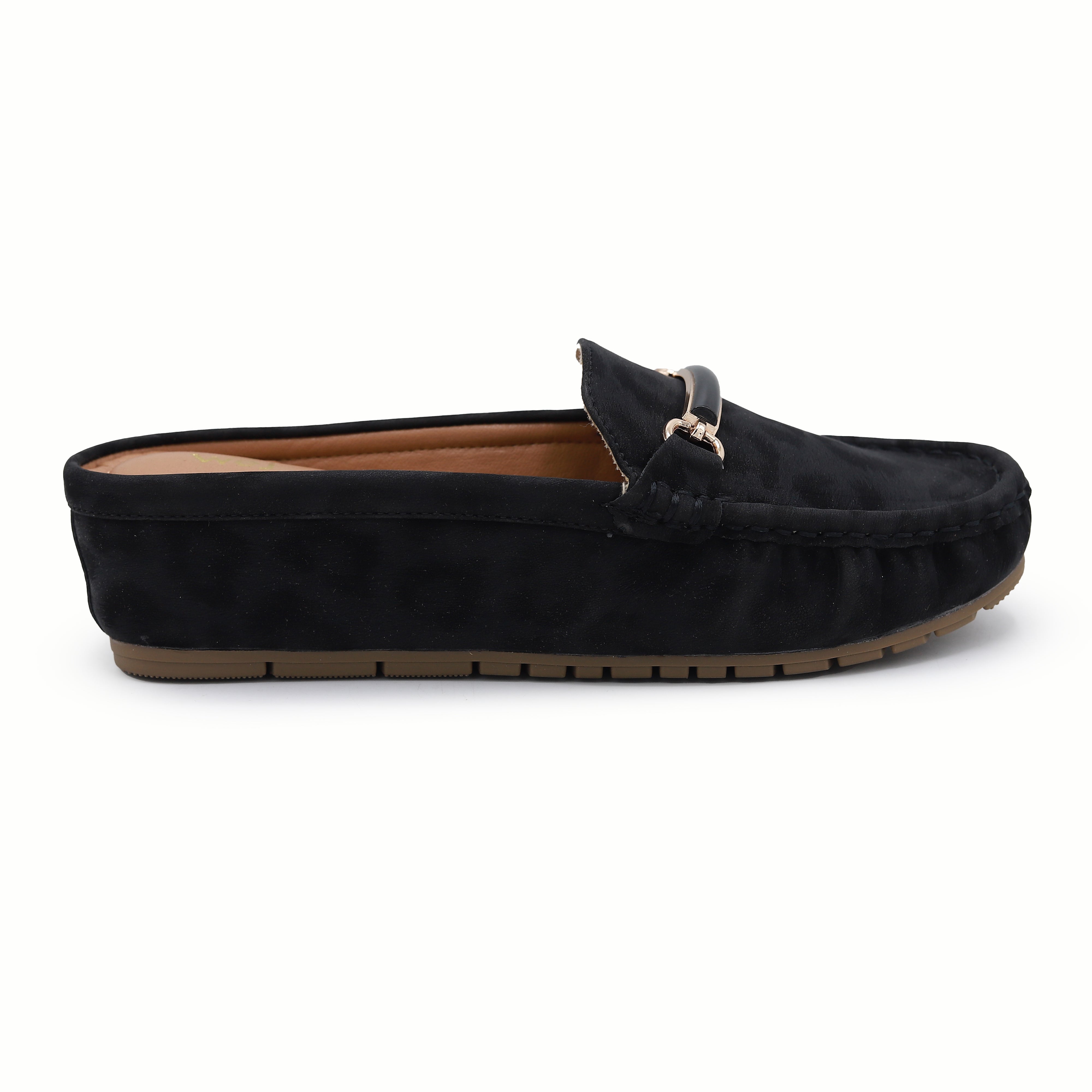 Chic Black Suede Loafer Mules 8007223 Black