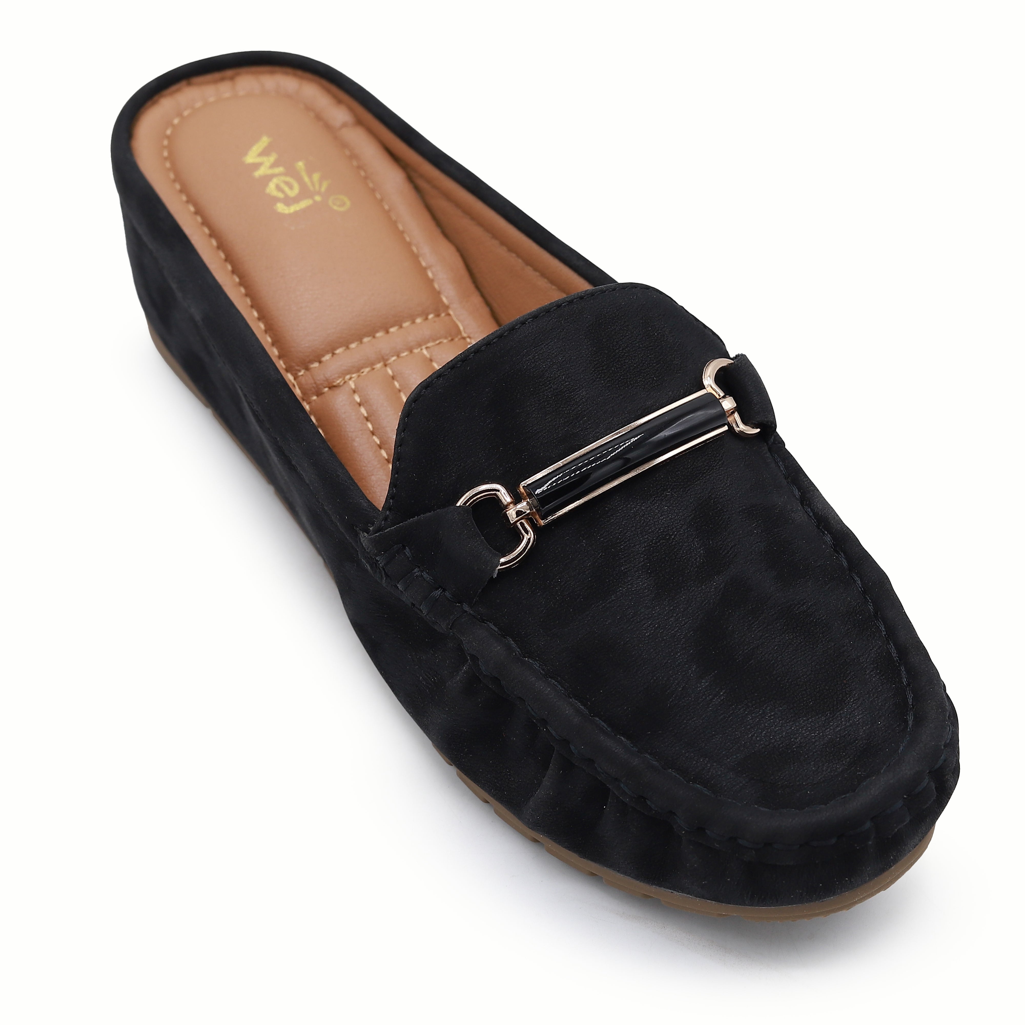 Chic Black Suede Loafer Mules 8007223 Black