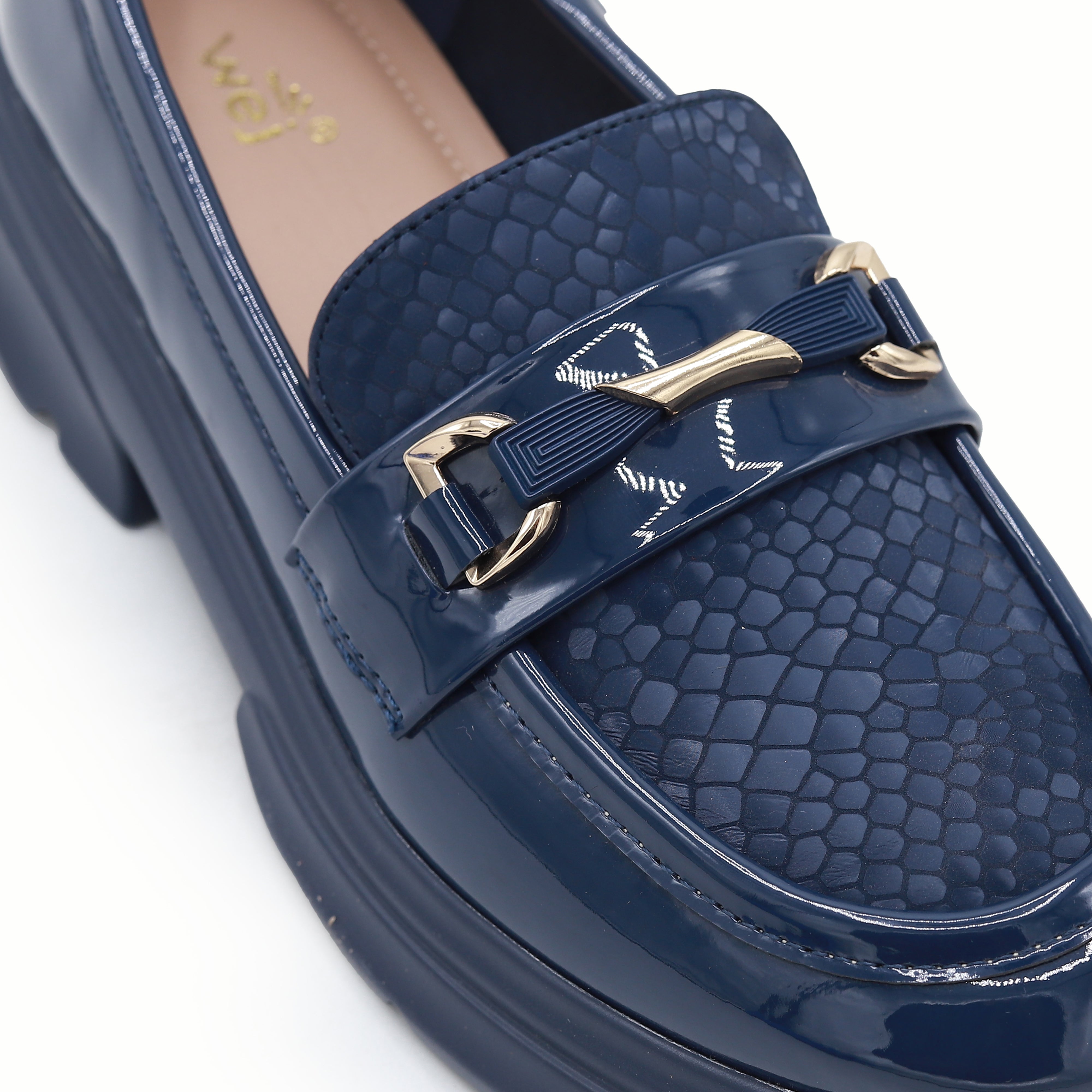 Modern Navy Blue Chunky Platform Loafers 8004427 Navy