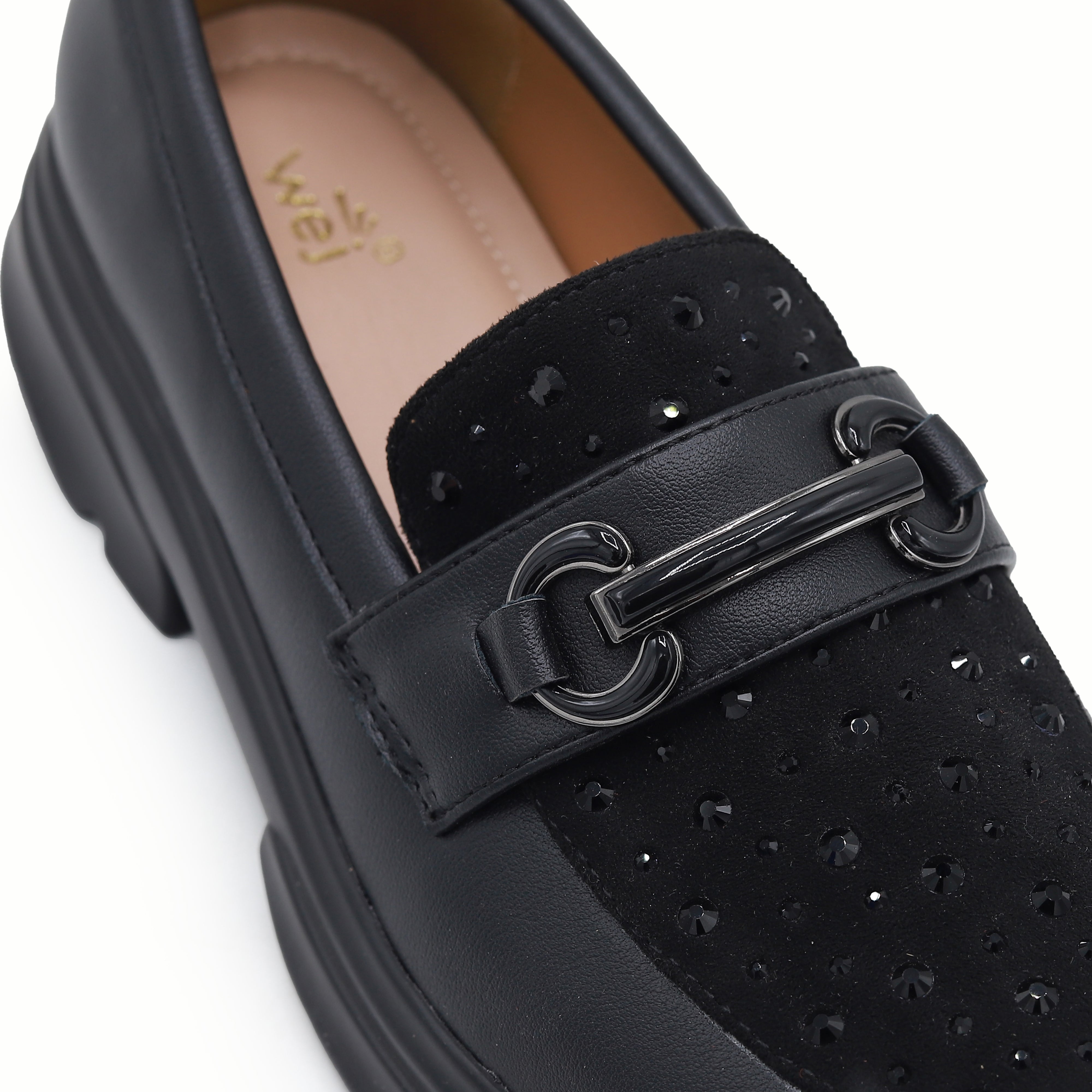 Modern Black Studded Chunky Loafers 8004428 Black