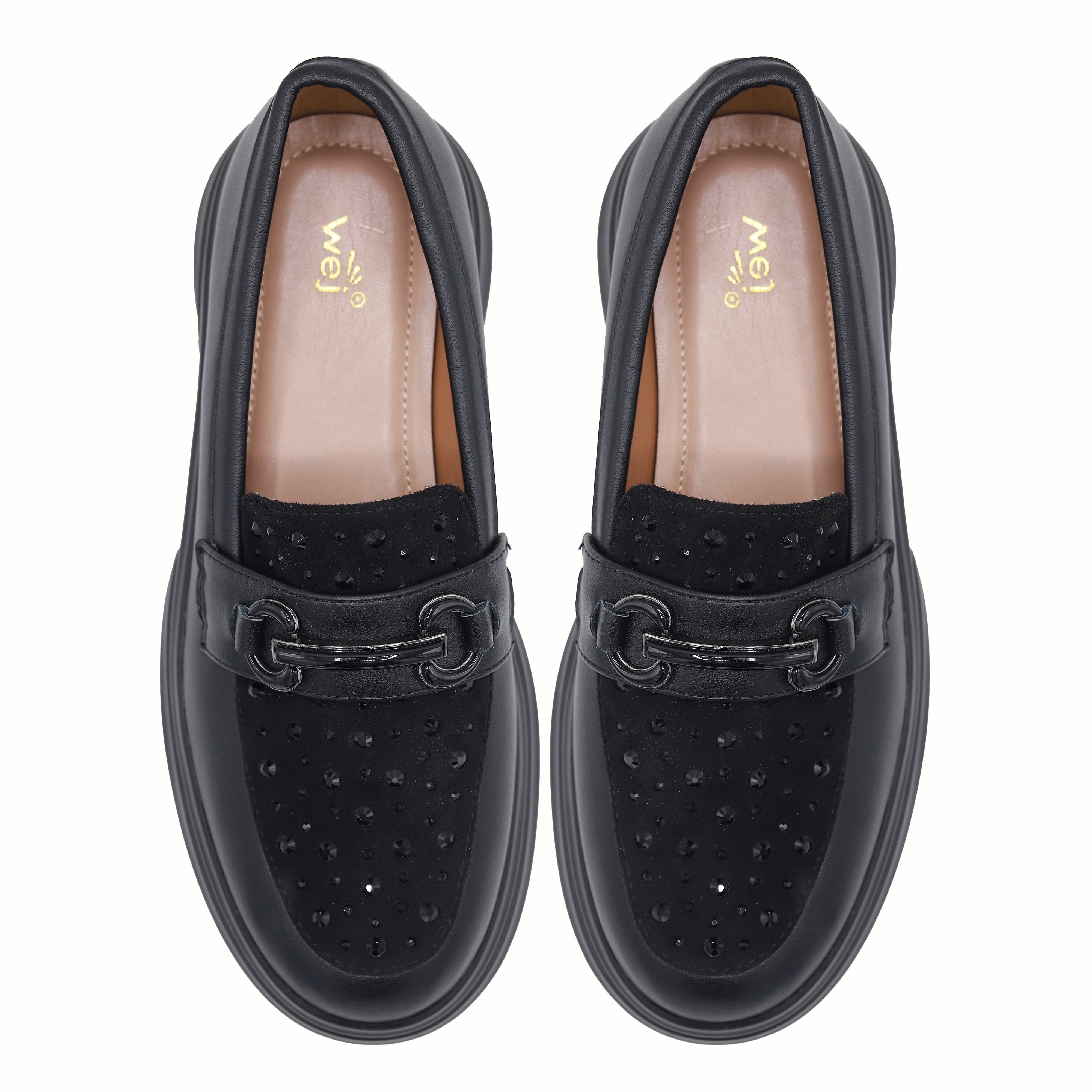Modern Black Studded Chunky Loafers 8004428 Black