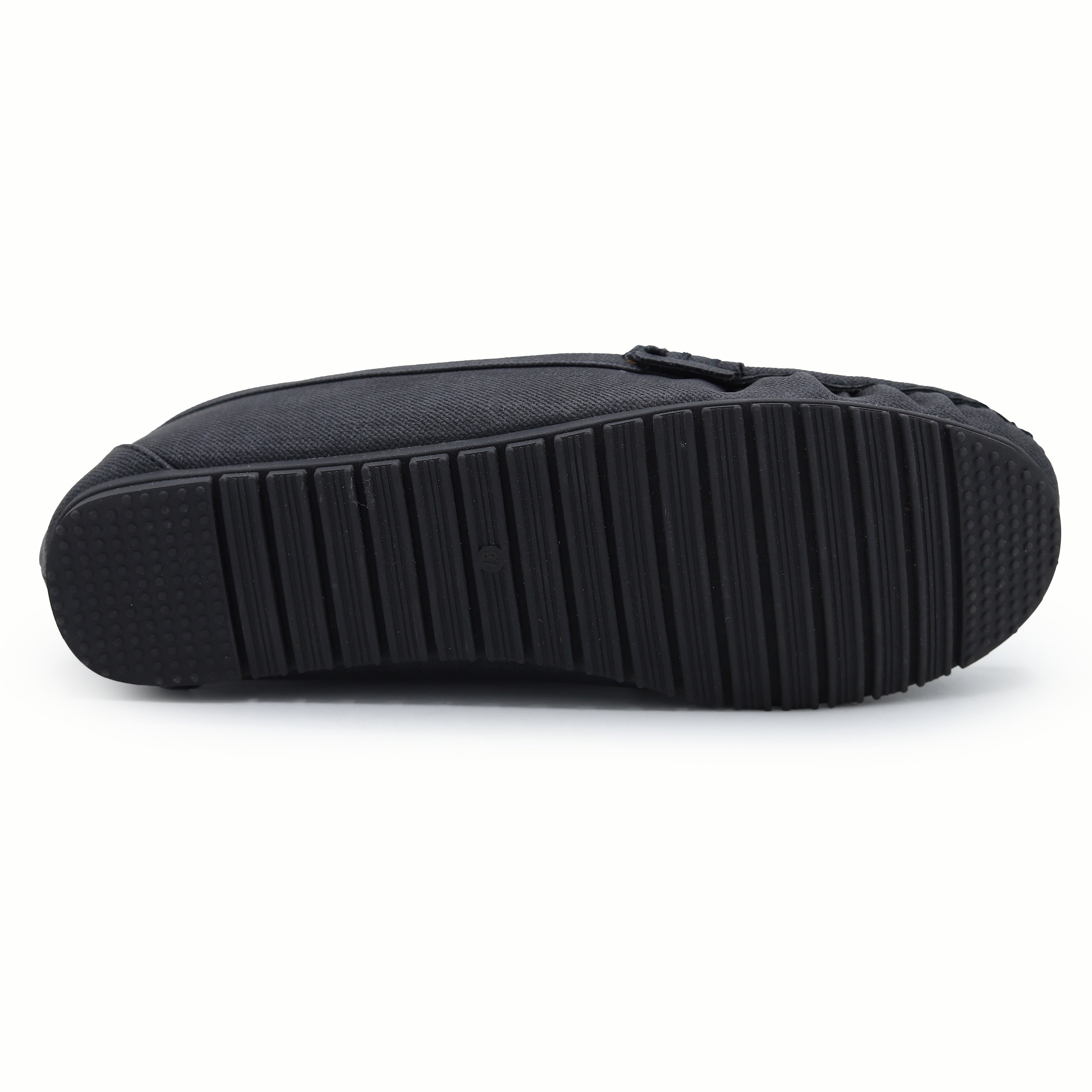 Chic Black Textured Loafers with Gold Buckle 8004347 Black