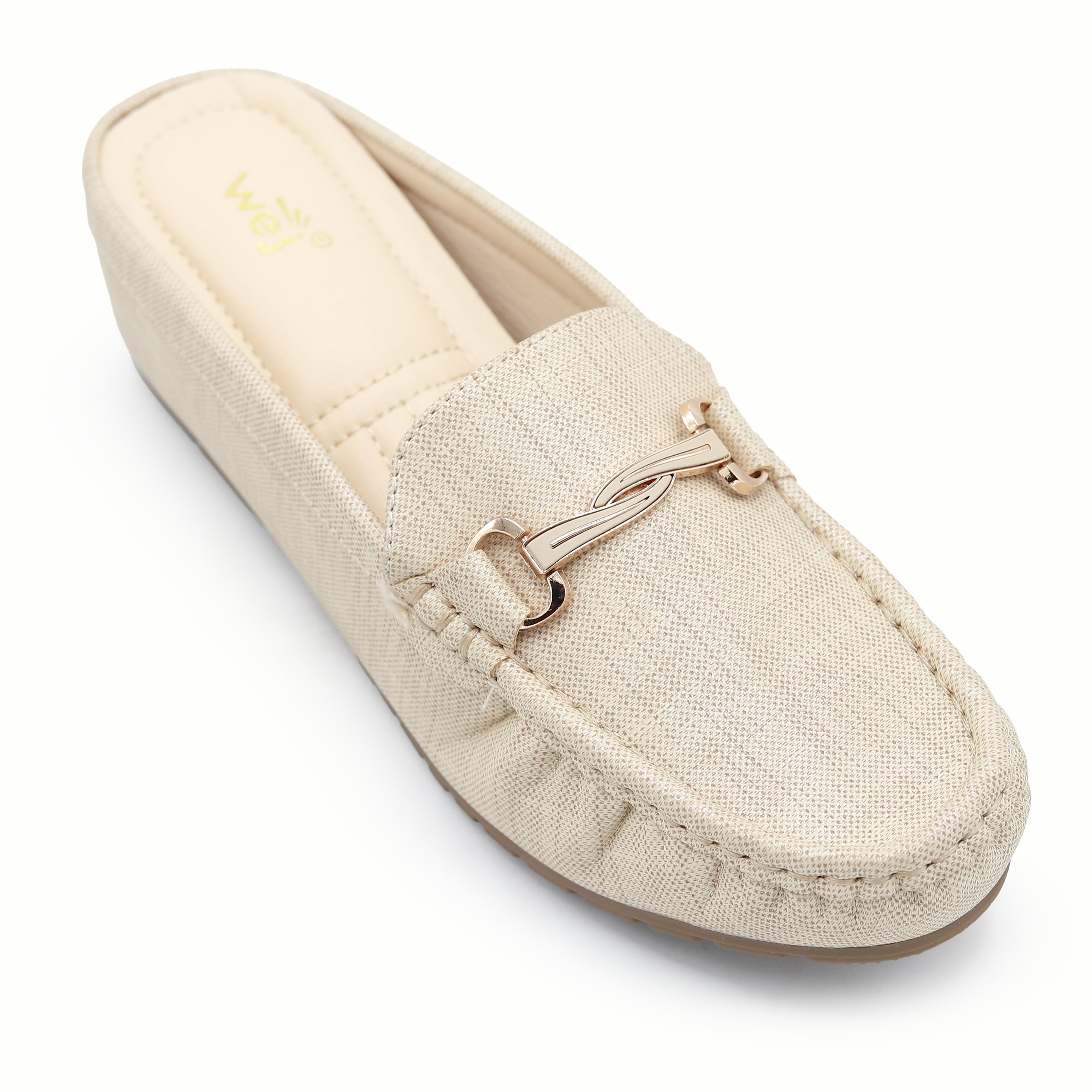 Chic Beige Textured Loafer Mules 8007220 Beige