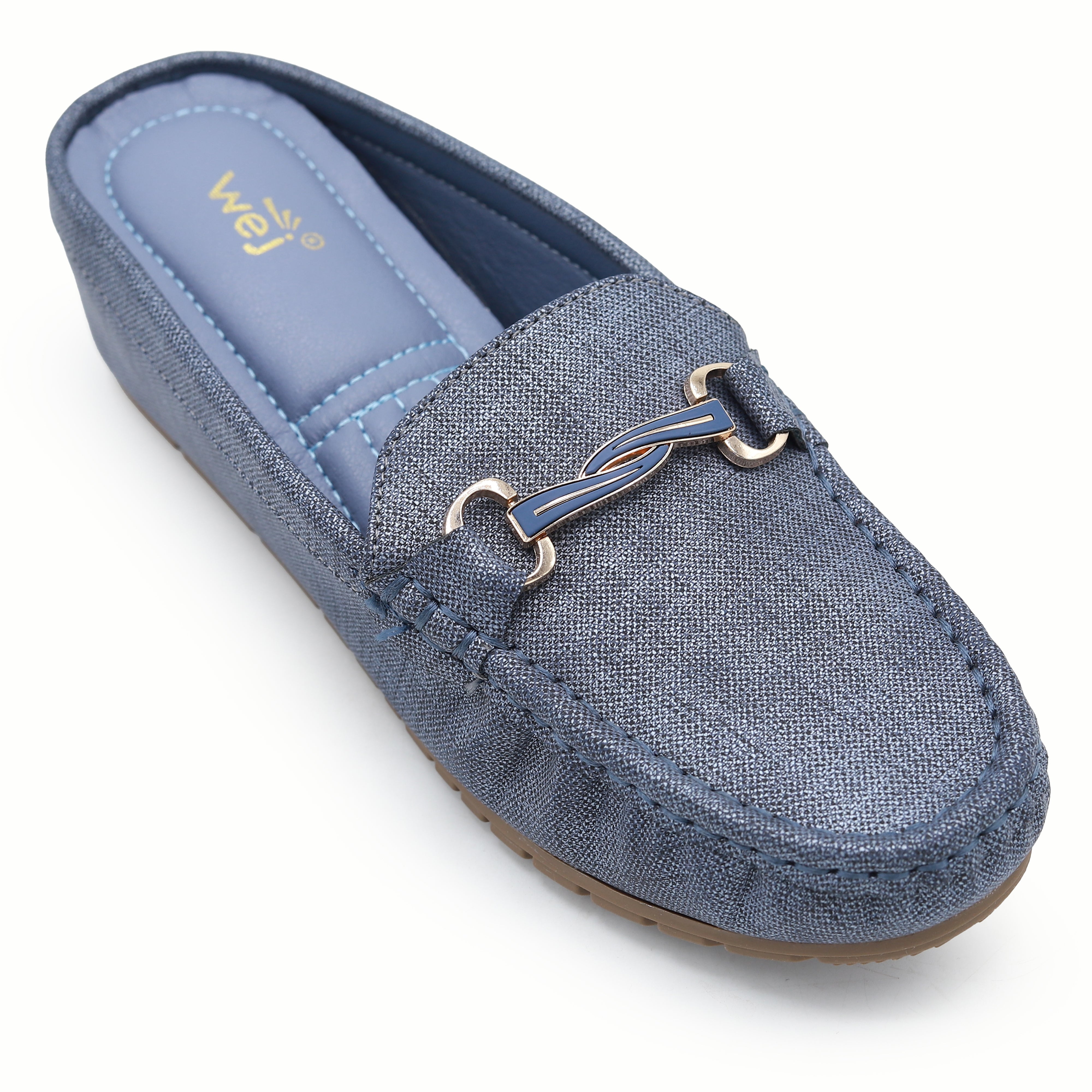 Chic Blue Textured Loafer Mules 8007220 Blue