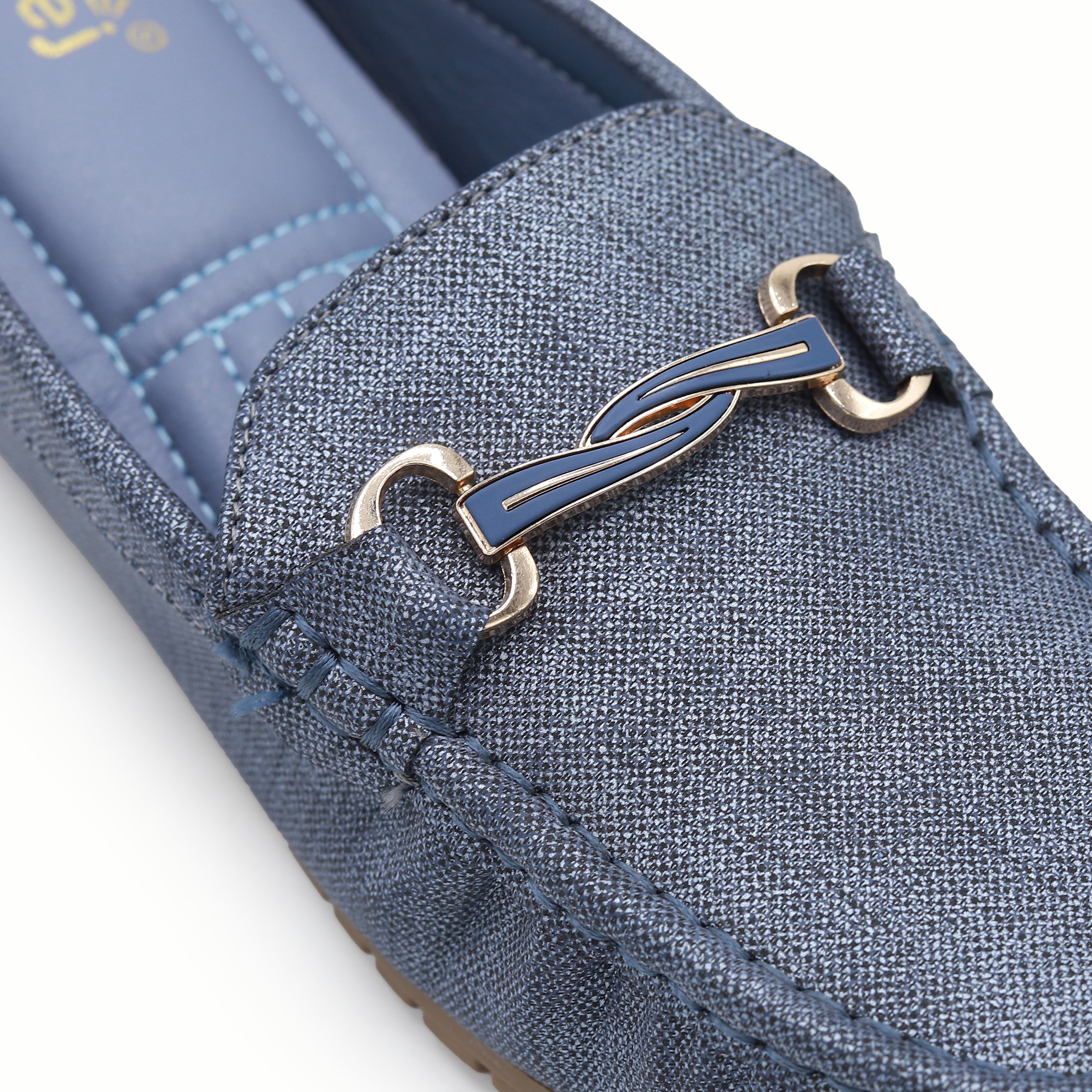 Chic Blue Textured Loafer Mules 8007220 Blue