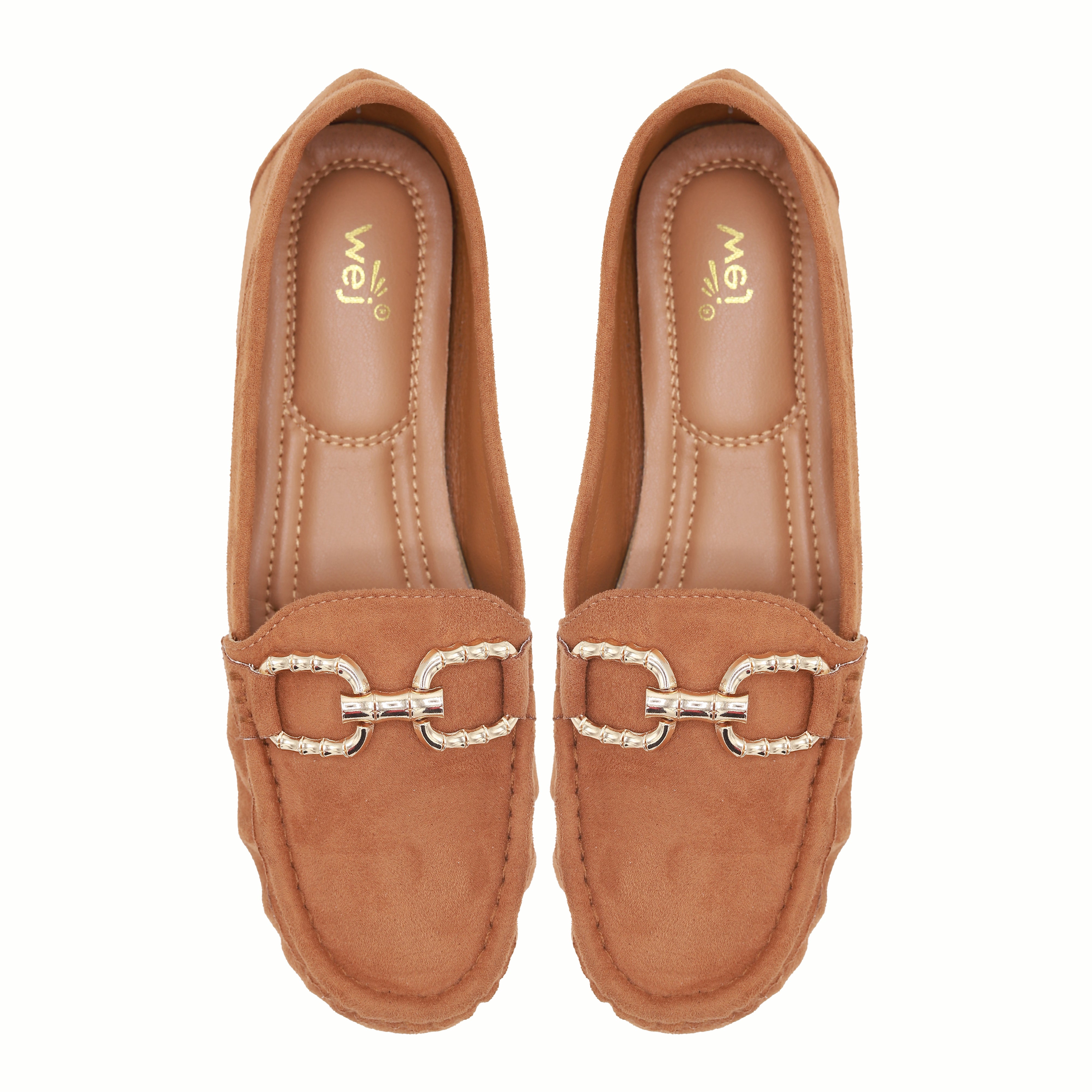 Classic Tan Suede Loafers with Gold Buckle 8004346 Tan