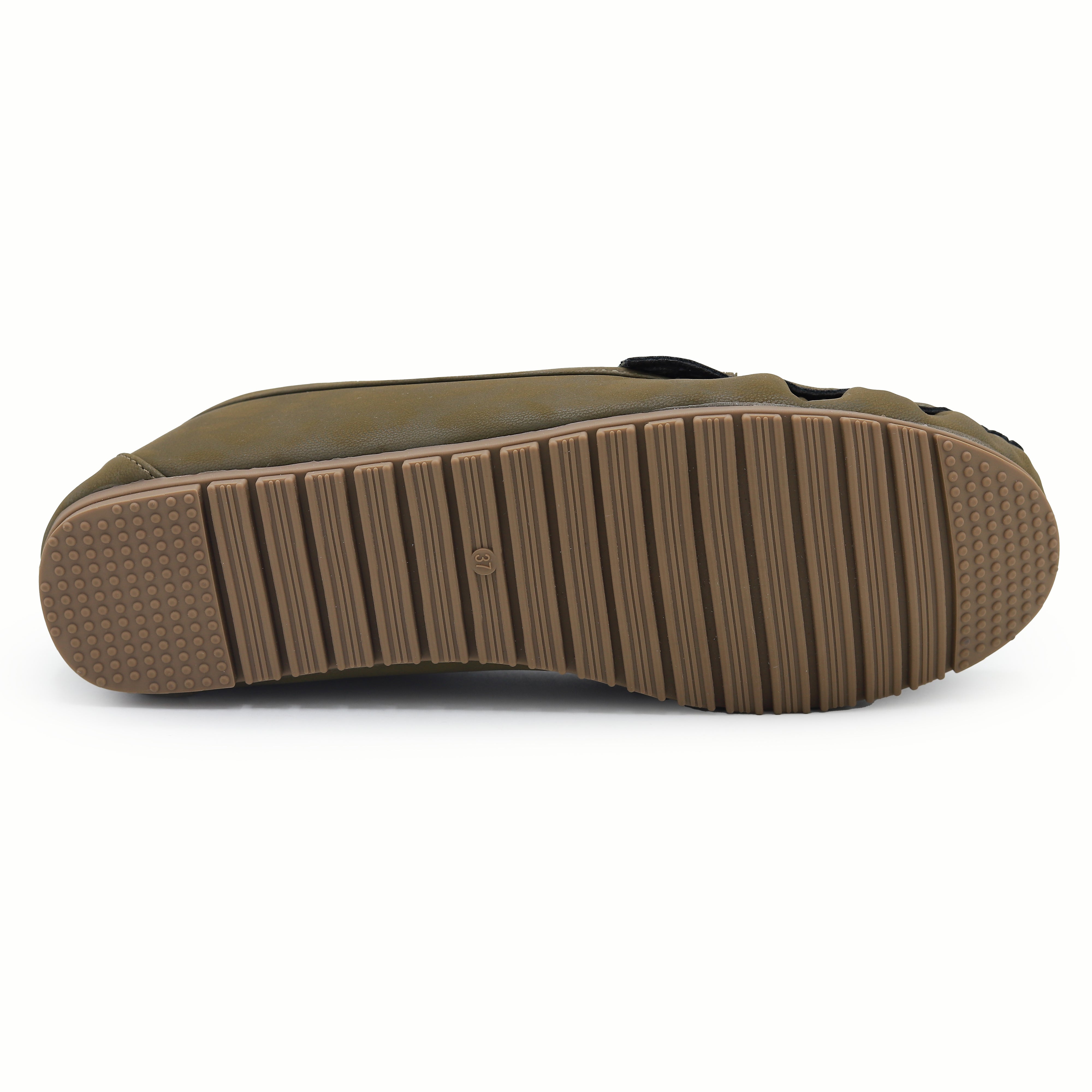 Classic Olive Green Loafers with Buckle Detail 8004350 GREEN