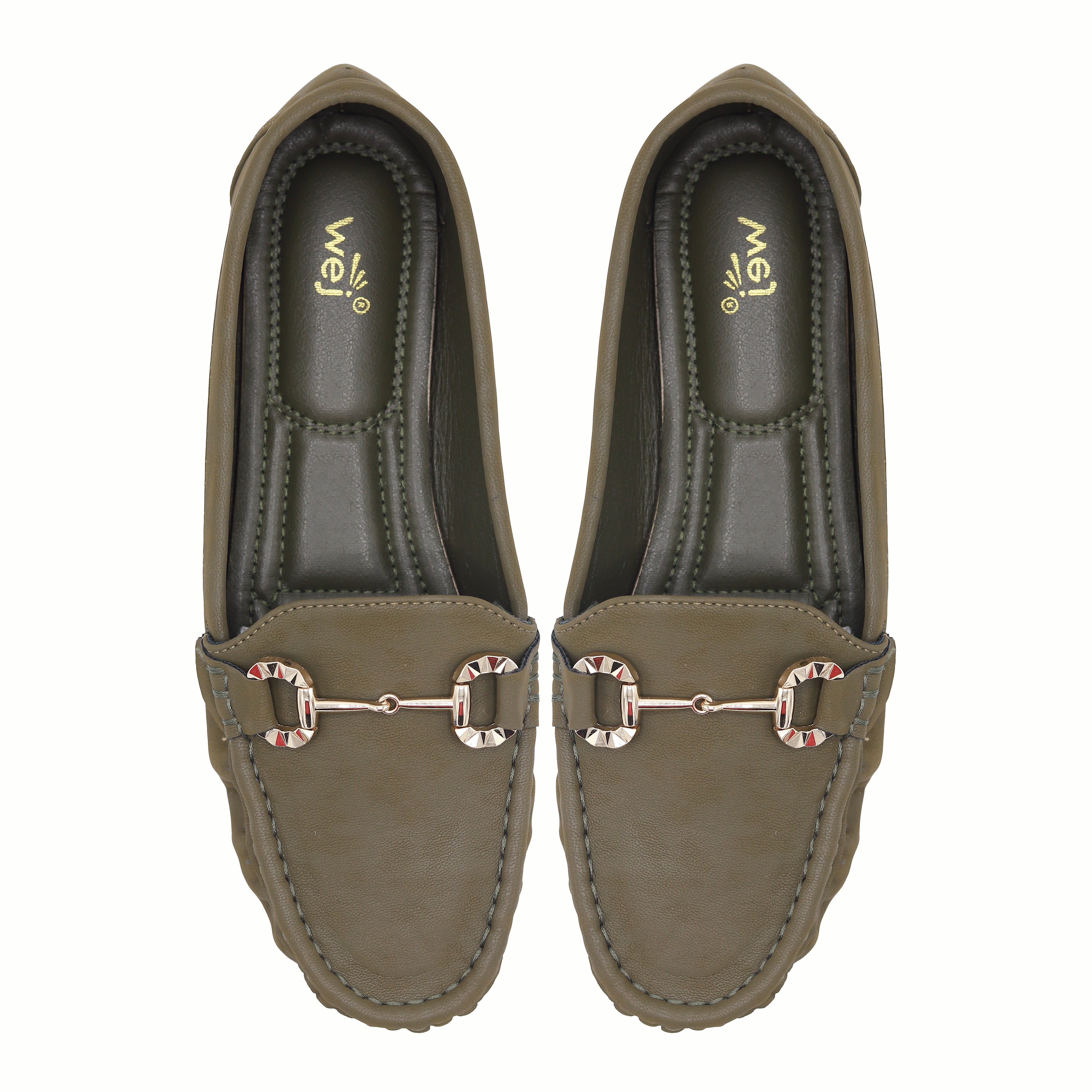 Classic Olive Green Loafers with Buckle Detail 8004350 GREEN