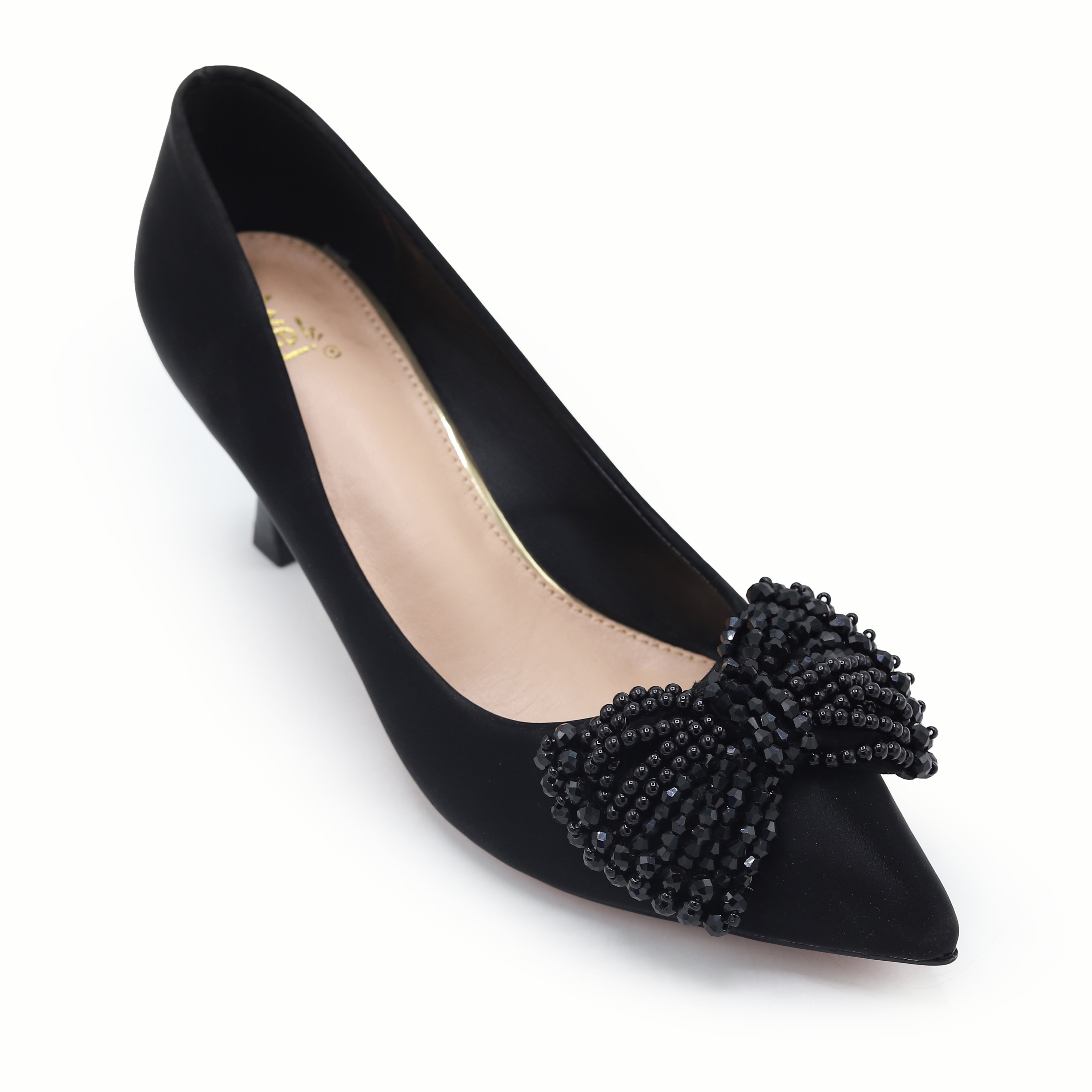 Elegant Black Pumps with Beaded Bow 8108165 Black